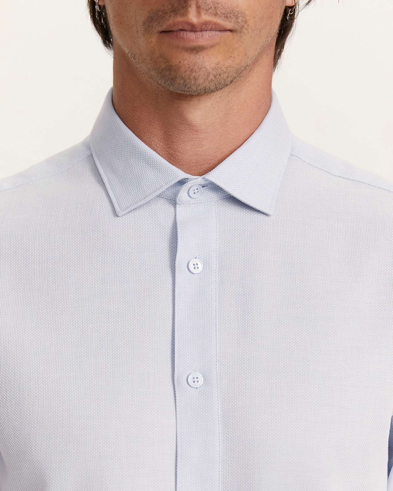 Everett Modern Textured Cotton Shirt in BLUE