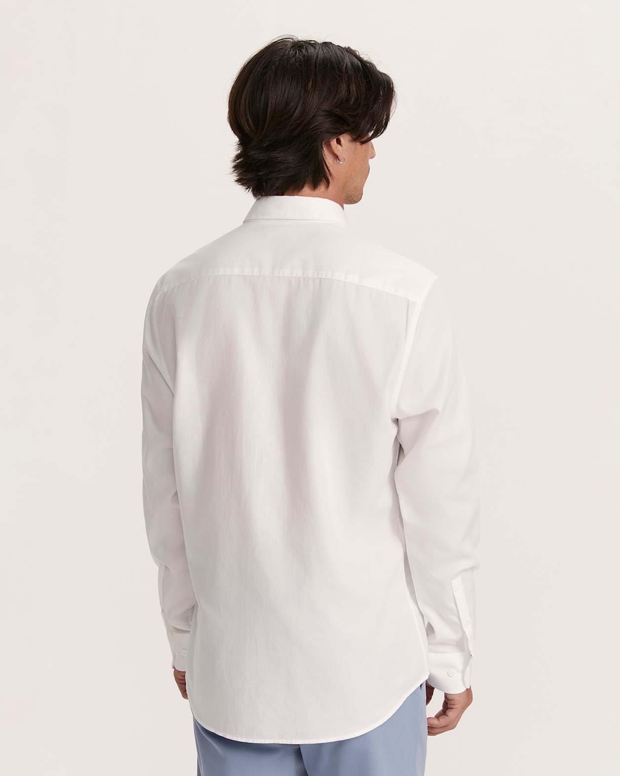 Everett Modern Textured Cotton Shirt in WHITE