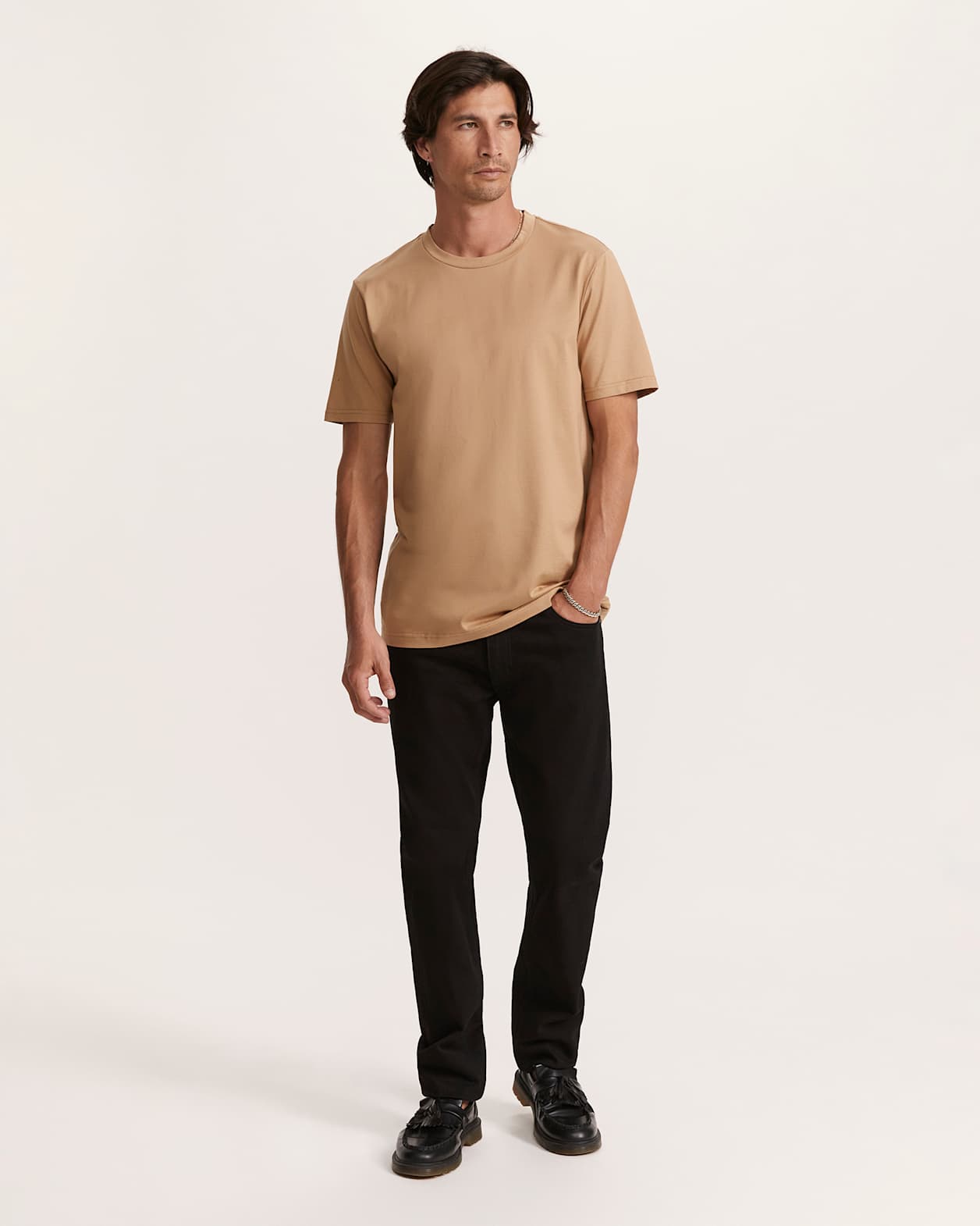 Bale Mercerised Crew Tee in TAN