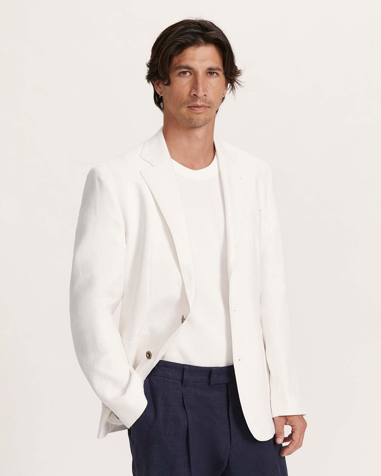 Wade Linen Suit Jacket in WHITE