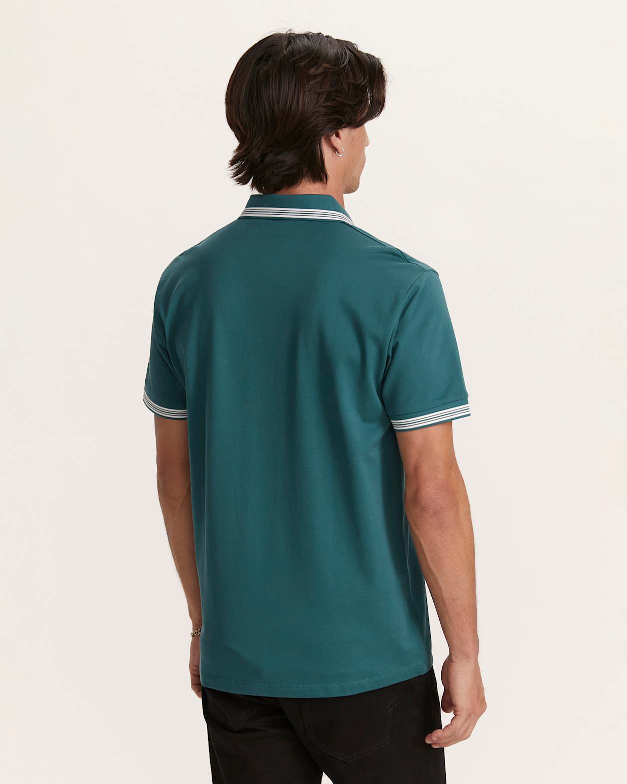 Andy Tipped Cotton Polo in DARK GREEN