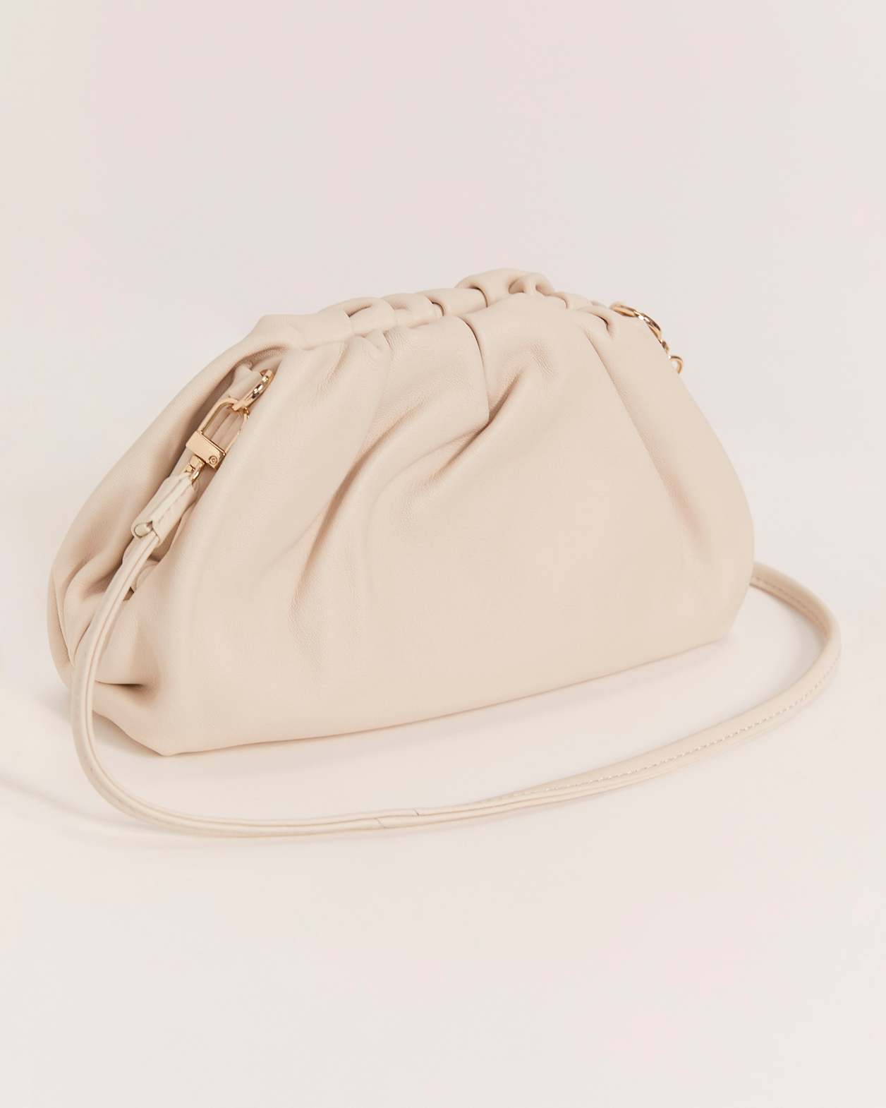 Sophia Leather Clutch in BEIGE