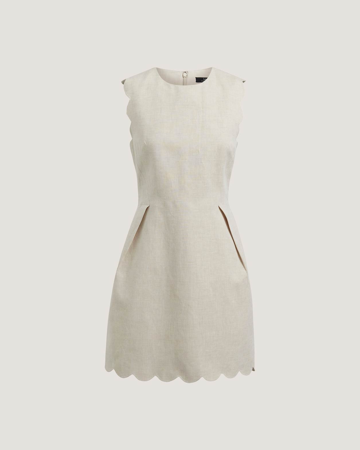 Sienna Linen Scalloped Dress in OATMEAL MELANGE
