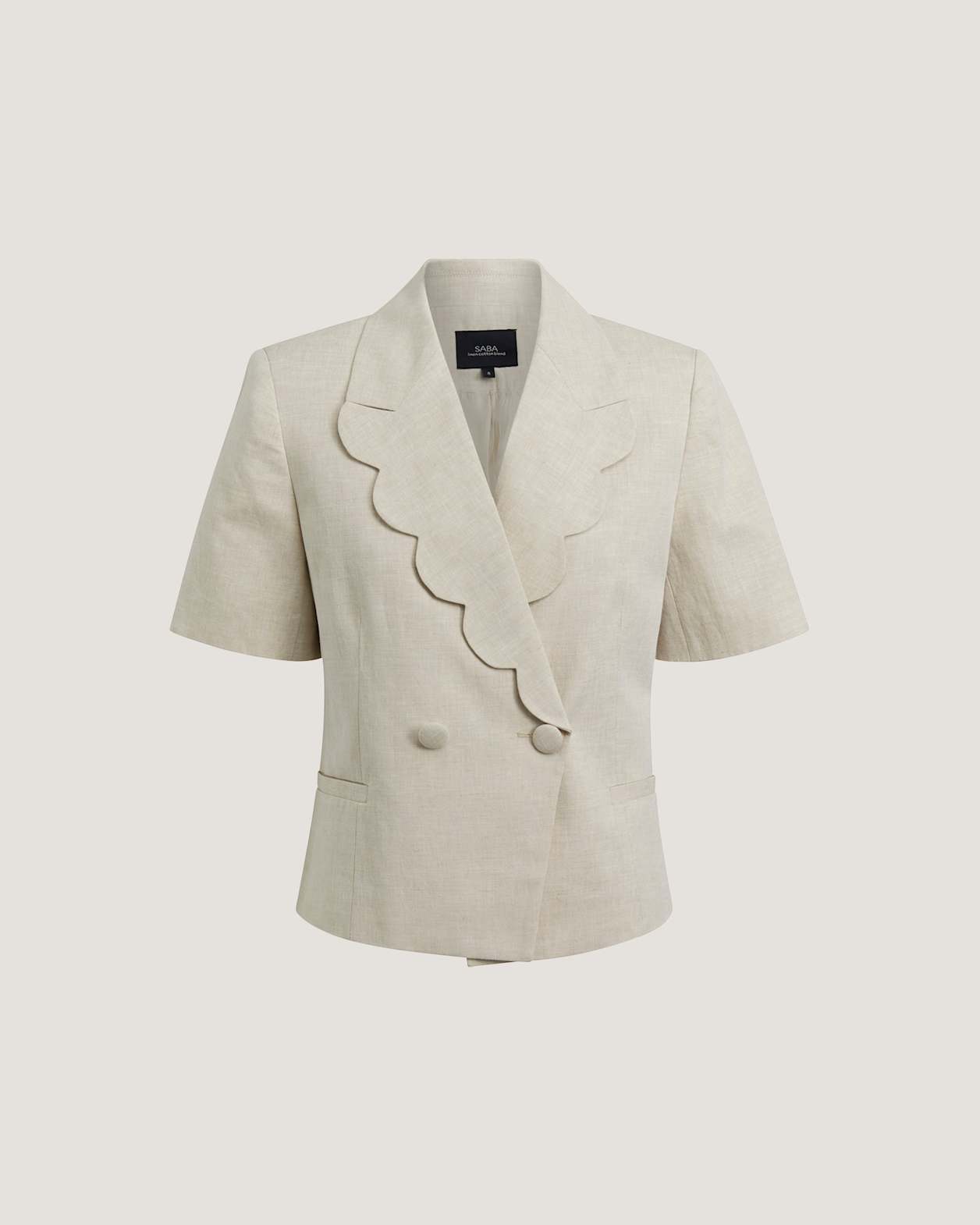 Sienna Linen Scalloped Jacket in OATMEAL MELANGE