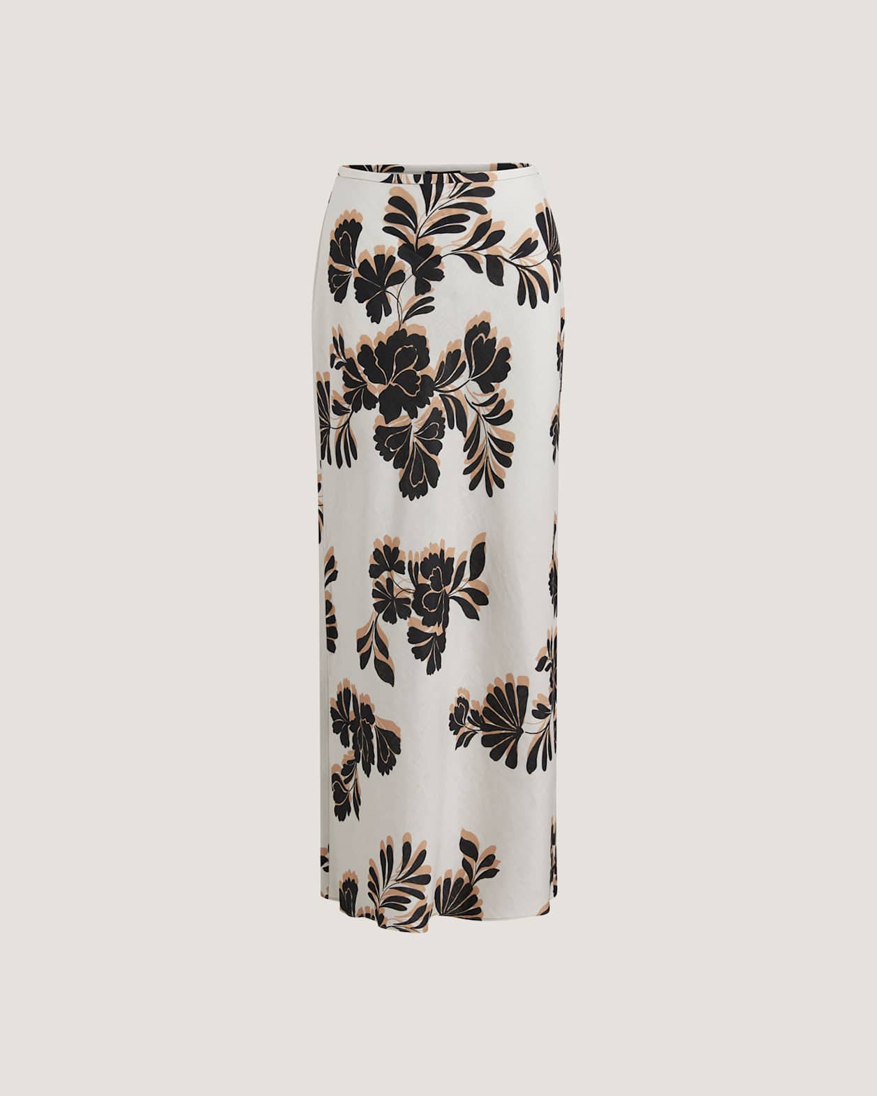 Ribbon Floral Bias Linen Midi Skirt in MULTI