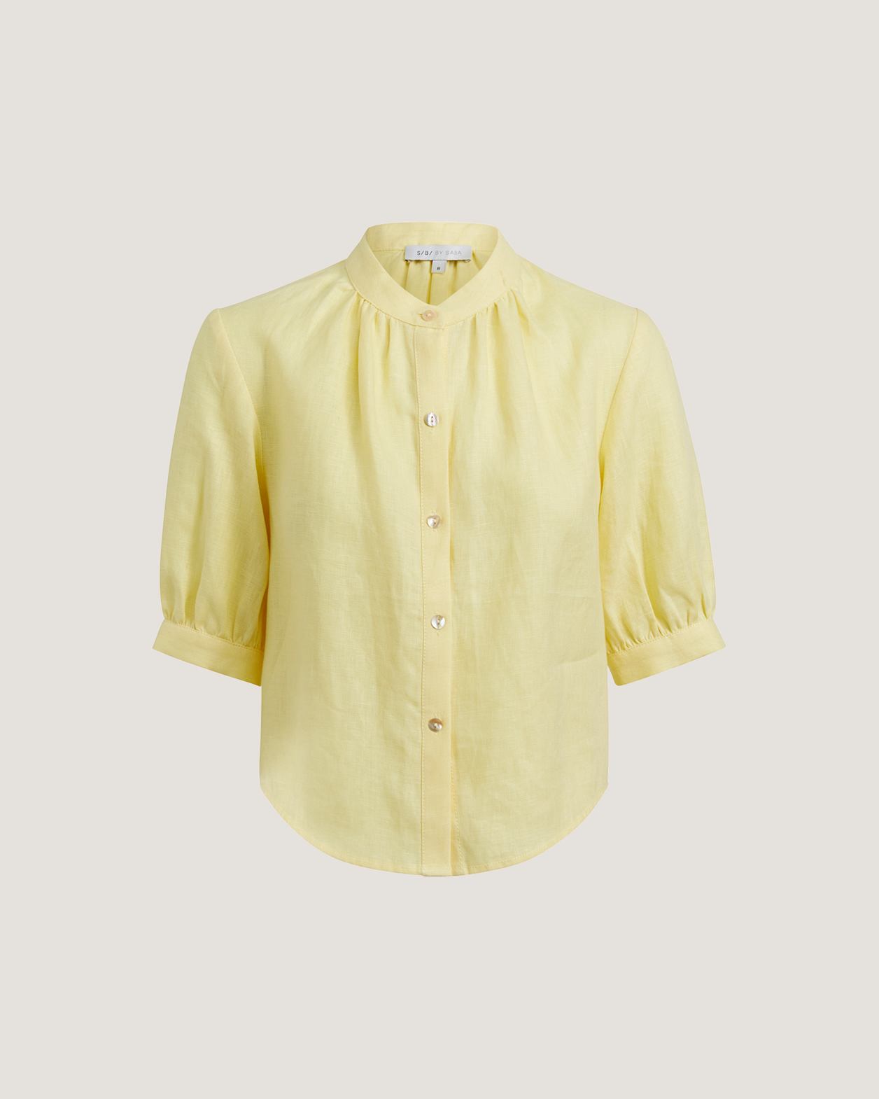 Lila Linen Puff Sleeve Shirt in LEMON