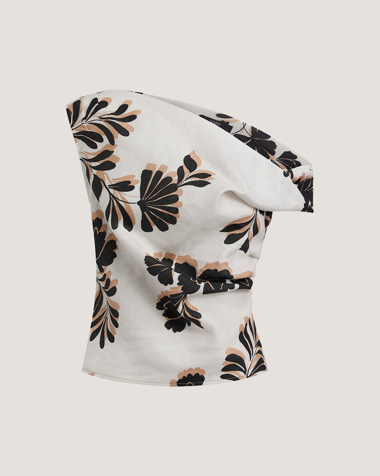 Ribbon Floral Off Shoulder Linen Top in MULTI