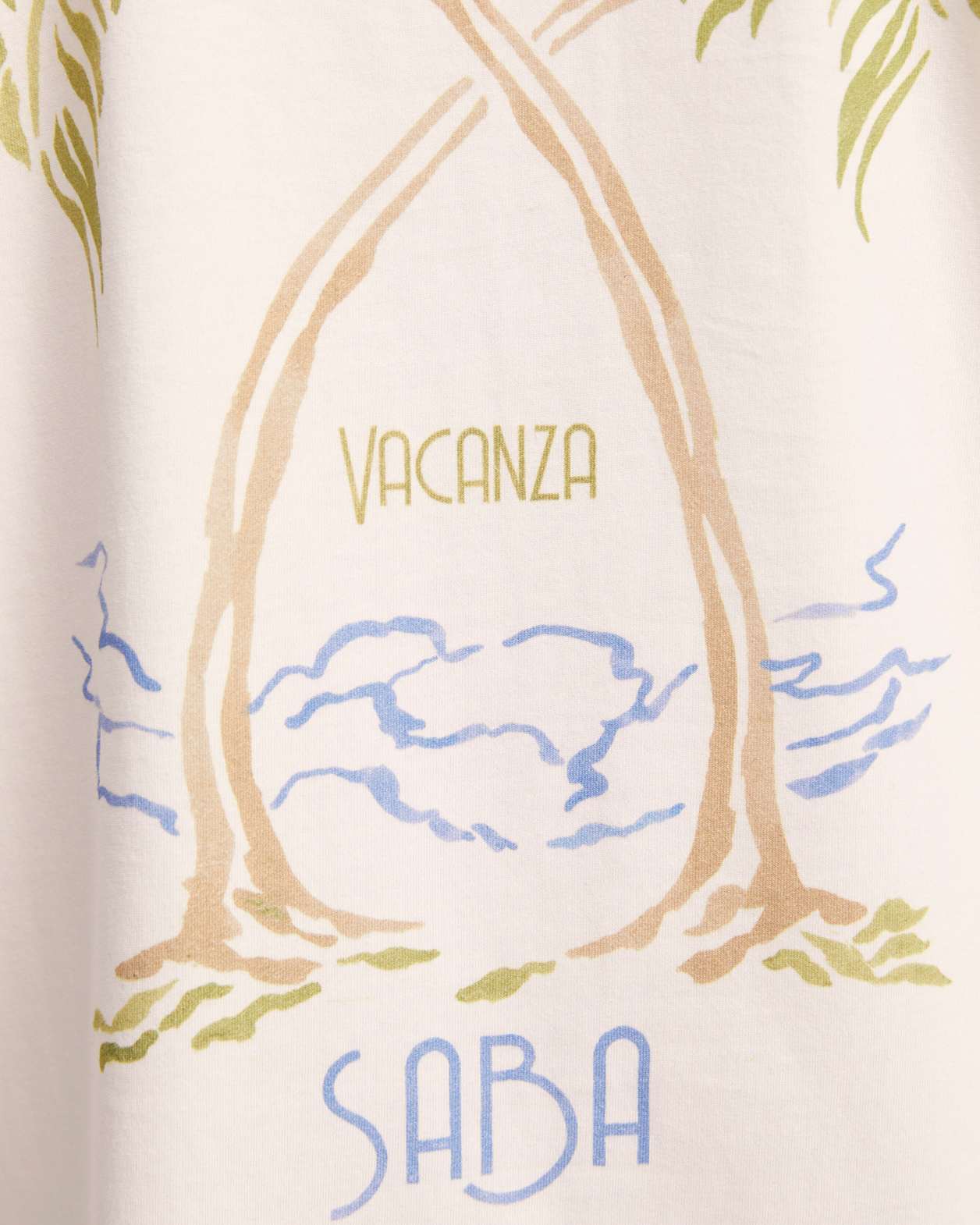 Oversized Costal Print Cotton Tee in CREAM