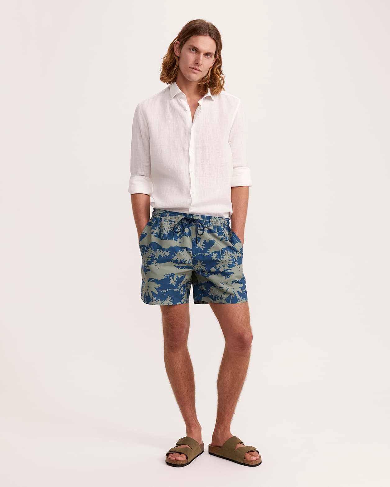 Tennant Pull On Swim Short in MID NAVY/TEAL