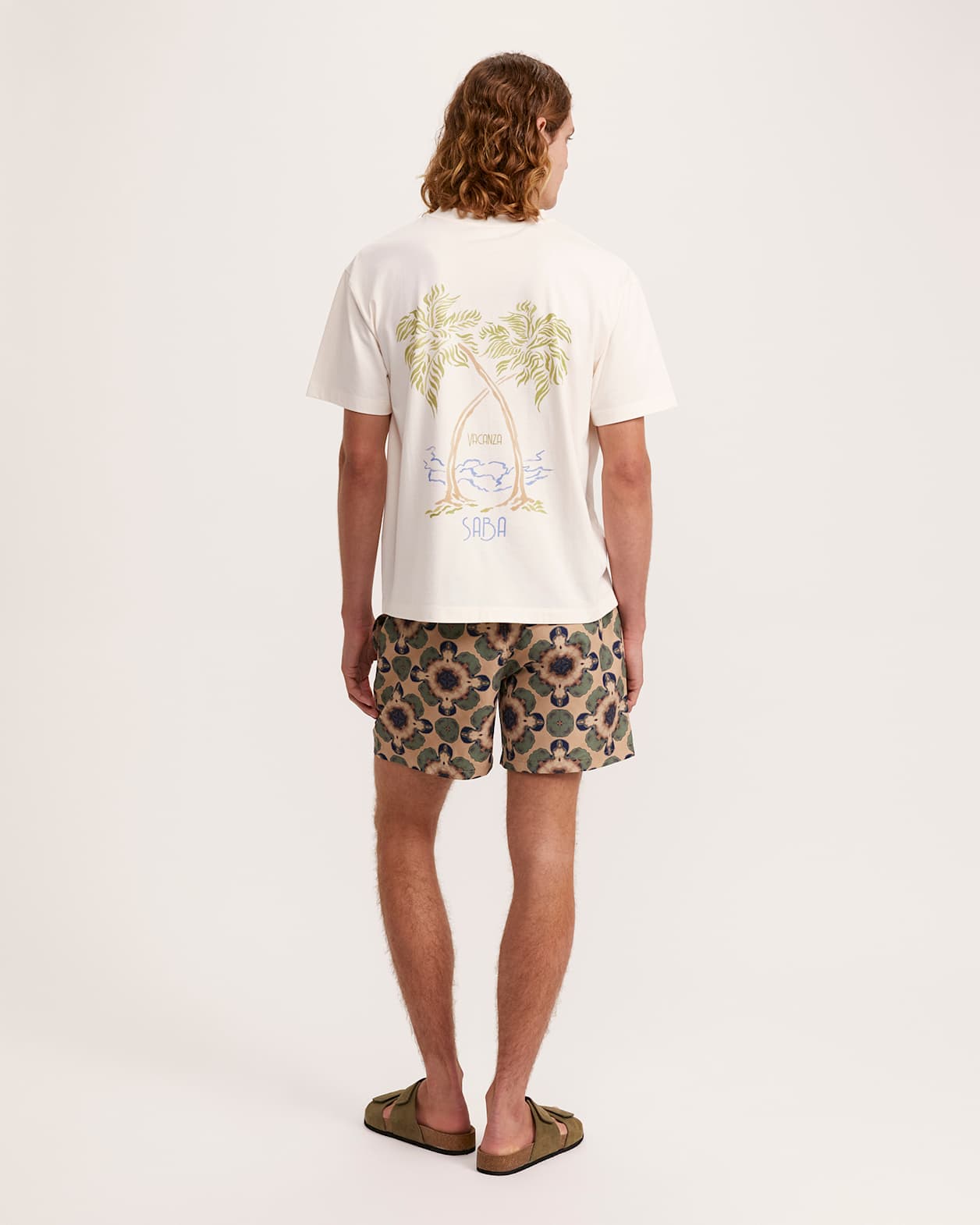 Oversized Costal Print Cotton Tee in CREAM