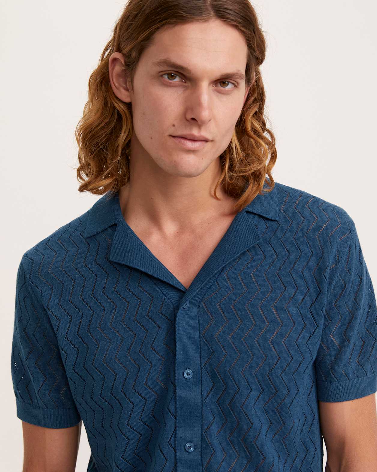 Luke Cotton Linen Knit Polo in STEEL