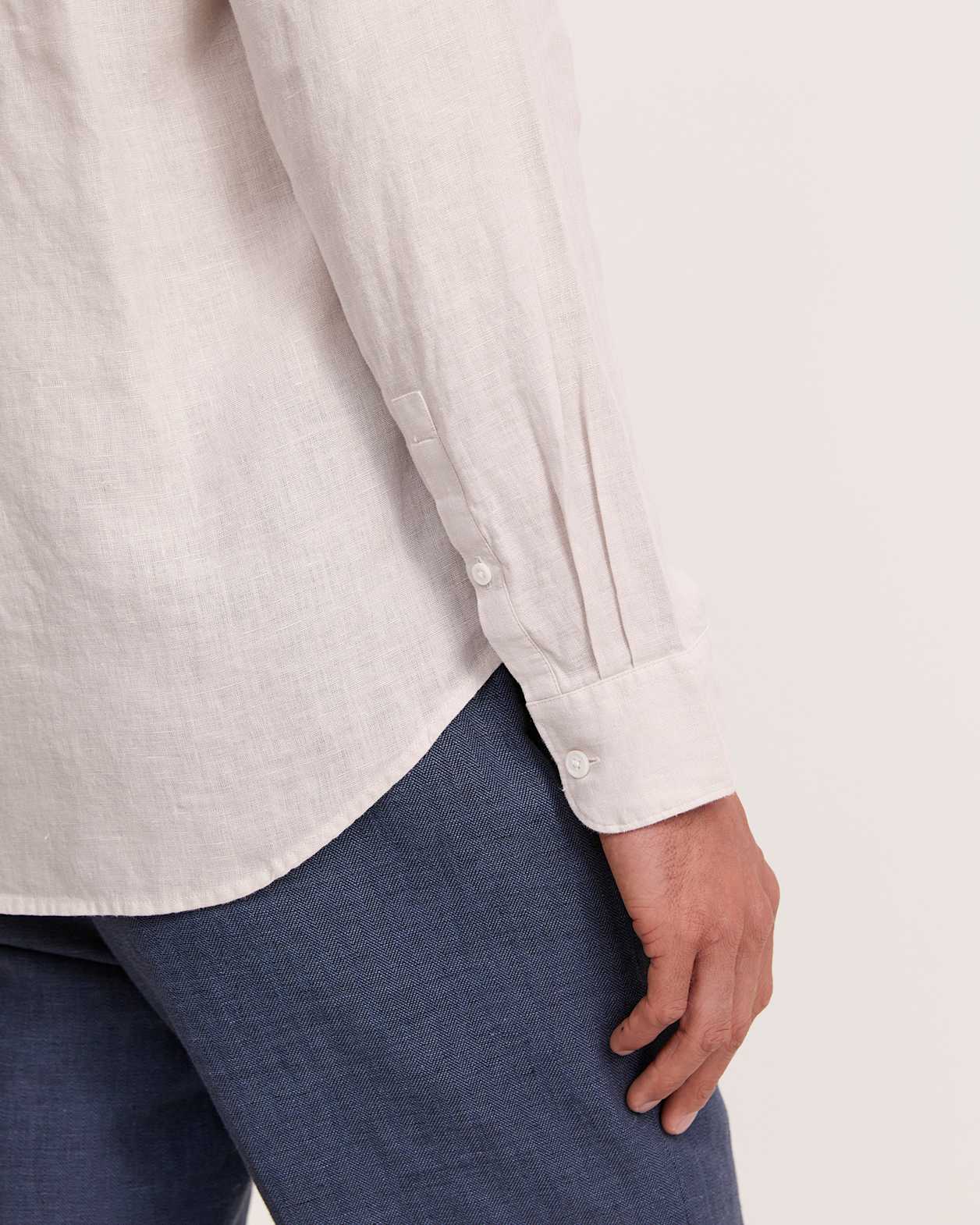 Anderson Long Sleeve Classic Linen Shirt in NEUTRAL