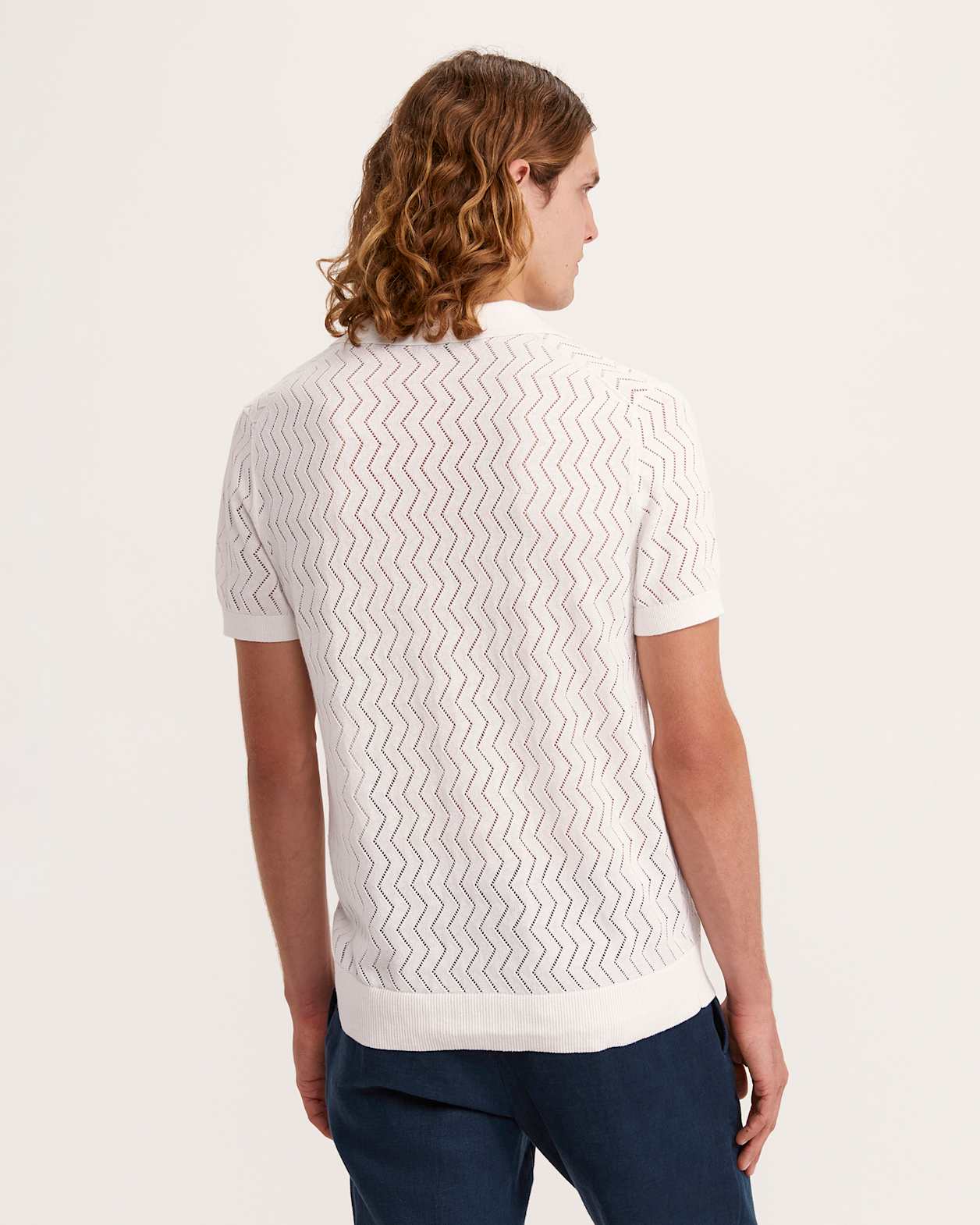 Luke Cotton Linen Knit Polo in IVORY