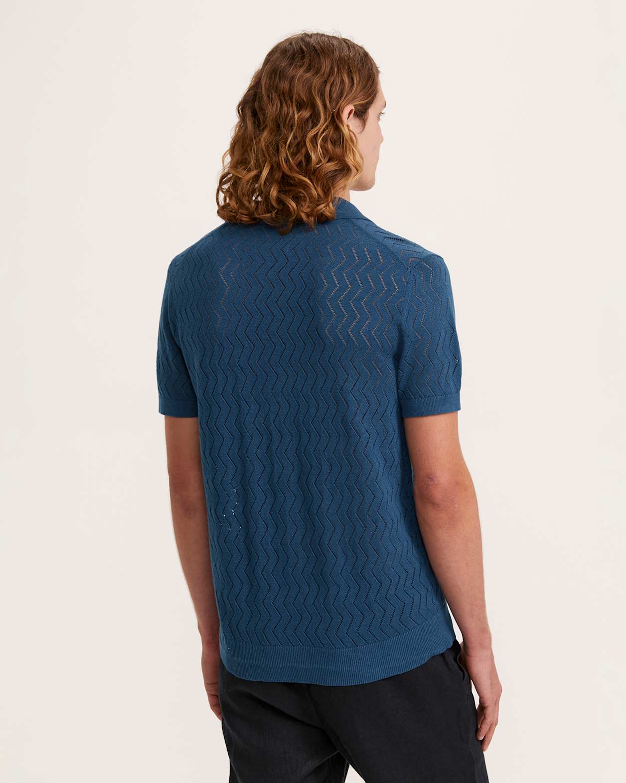 Luke Cotton Linen Knit Polo in STEEL