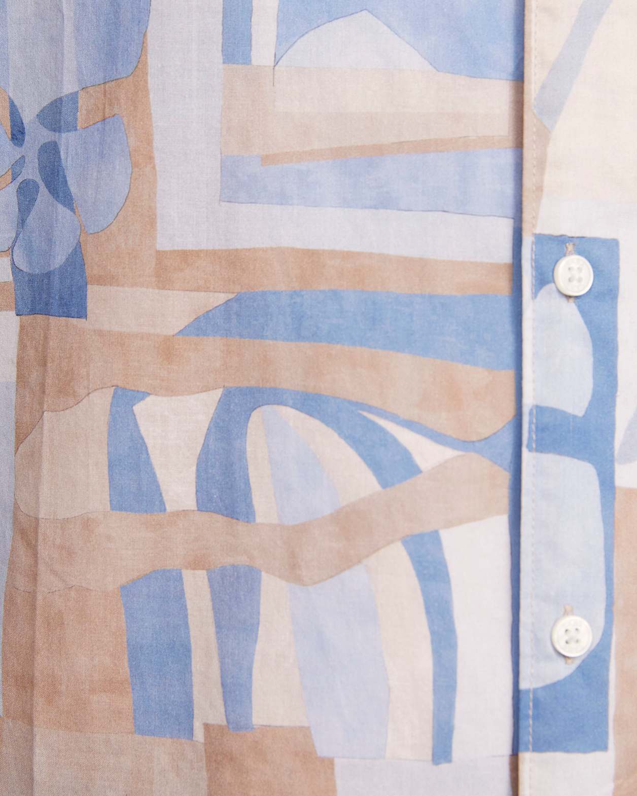 Wallis Short Sleeve Resort Print Cotton Shirt in BLUE/YELLOW