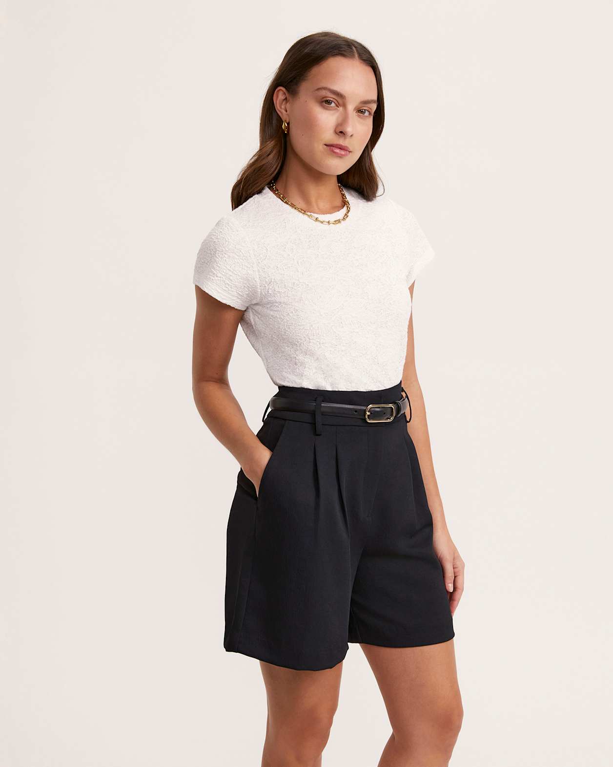 Ezra Cap Sleeve Tee in WHITE