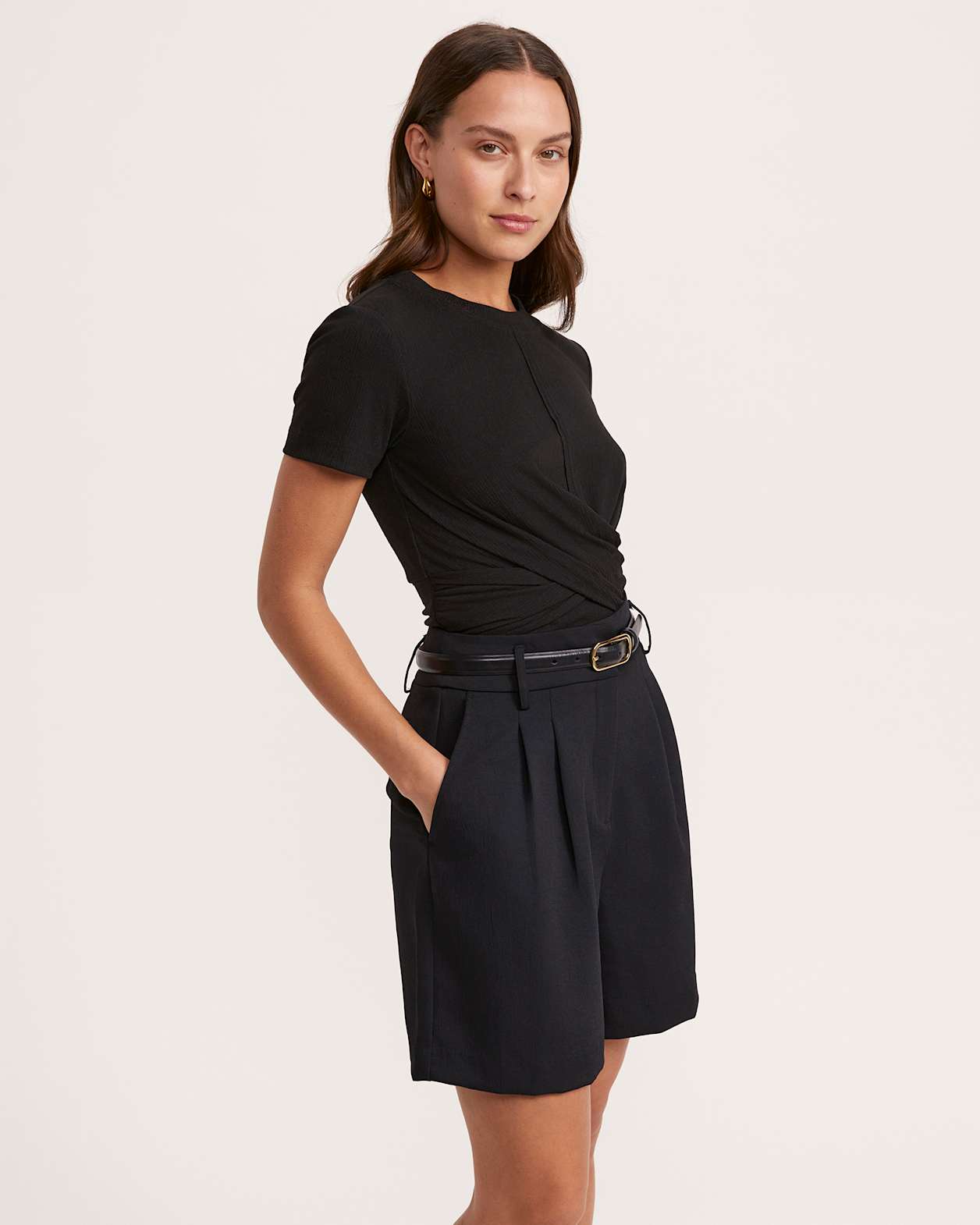 Xanthe Twist Front Top in BLACK