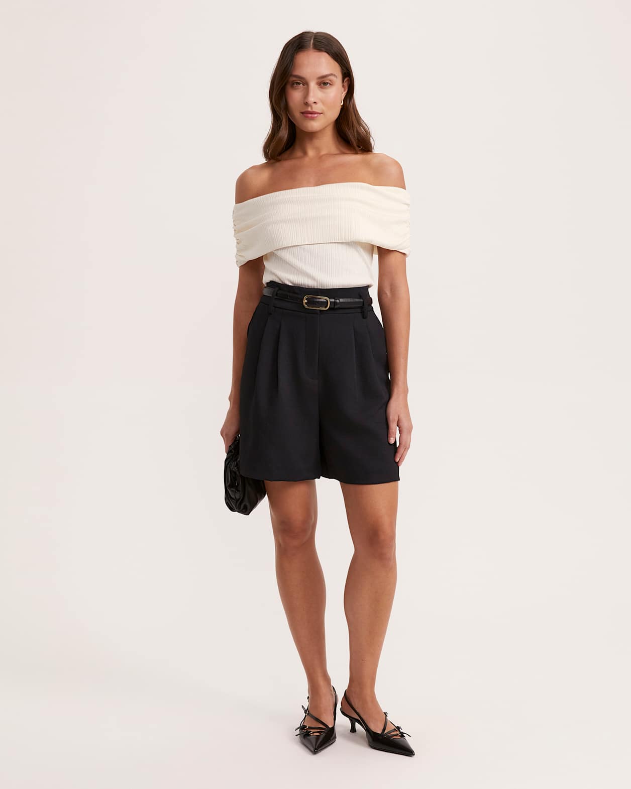 Sabine Short Sleeve Off Shoulder Top in VANILLA