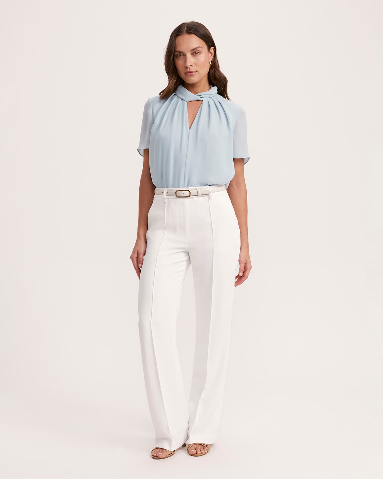 Willa Twist Neck Top in PALE BLUE
