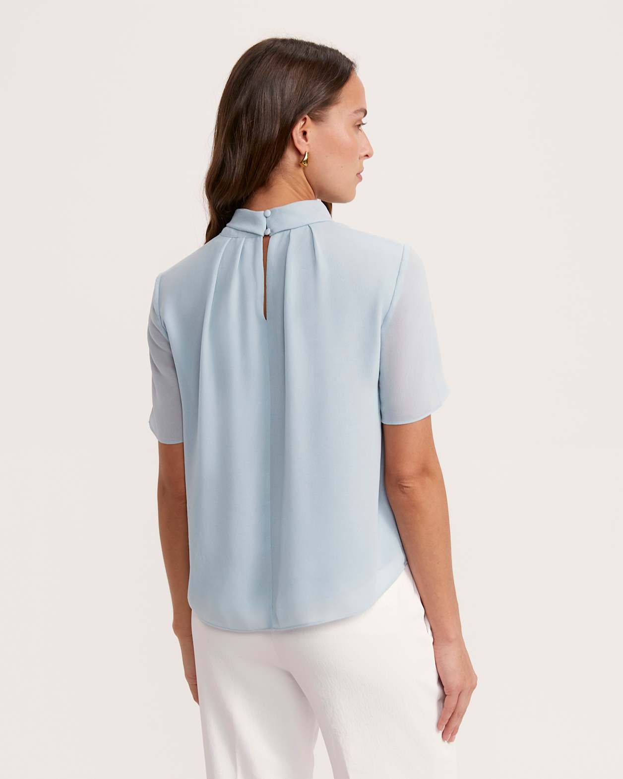 Willa Twist Neck Top in PALE BLUE