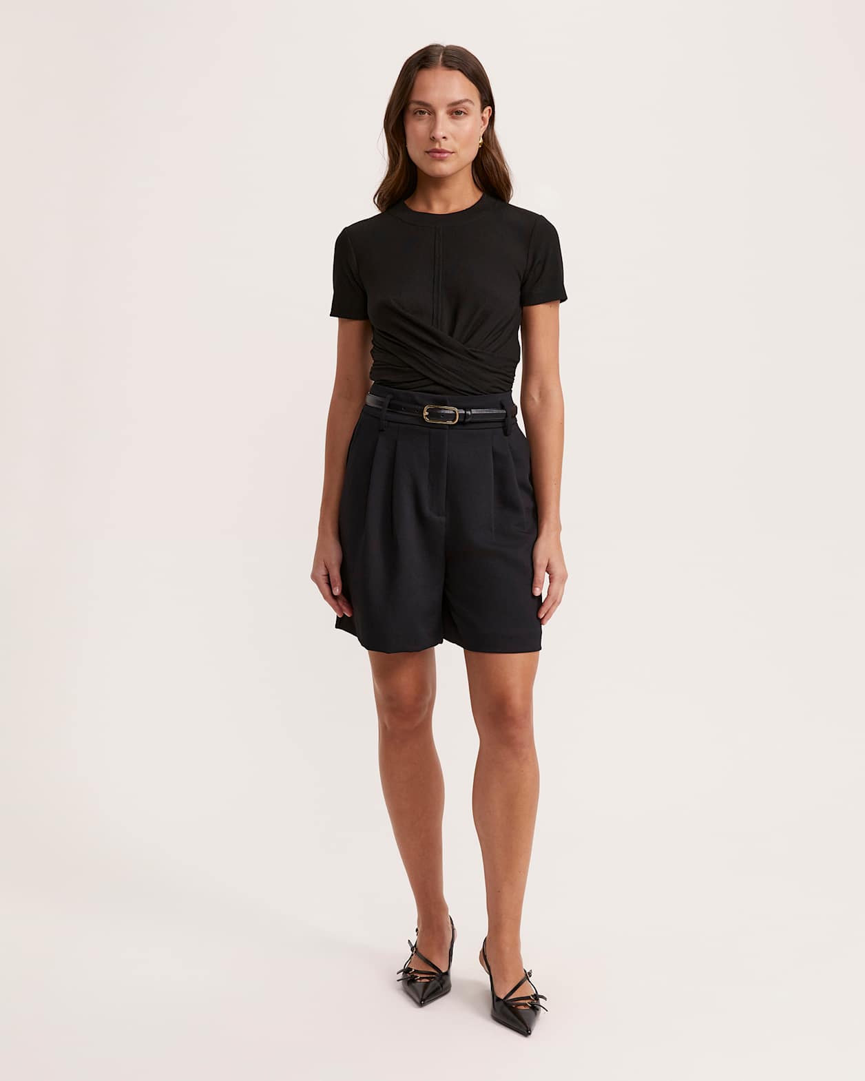 Xanthe Twist Front Top in BLACK