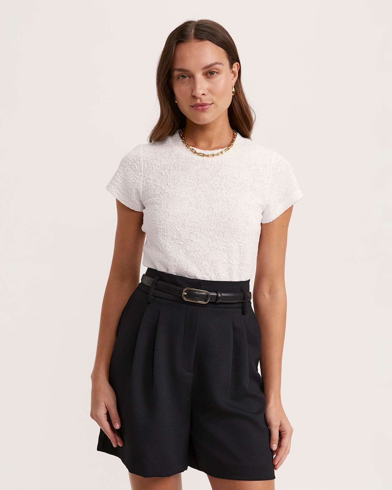 Ezra Cap Sleeve Tee in WHITE