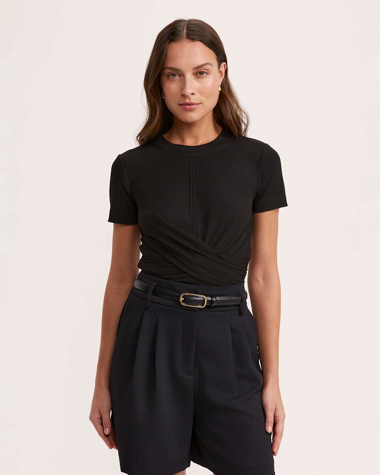 Xanthe Twist Front Top in BLACK