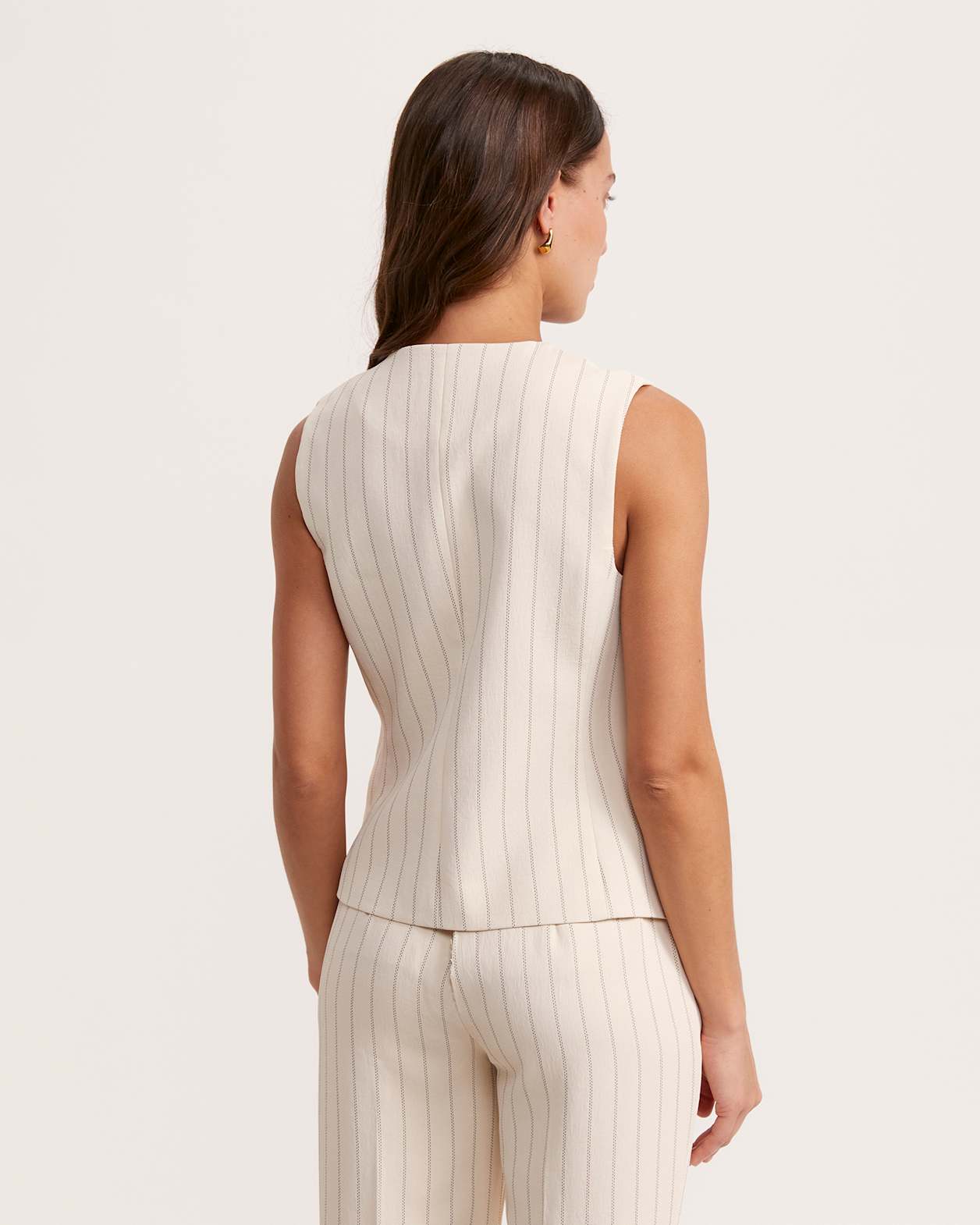 Dharma Pinstripe Crew Vest in SAND