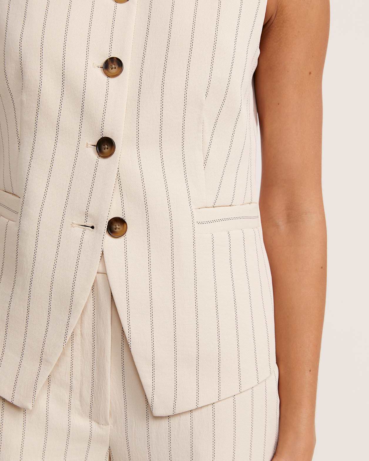 Dharma Pinstripe Crew Vest in SAND
