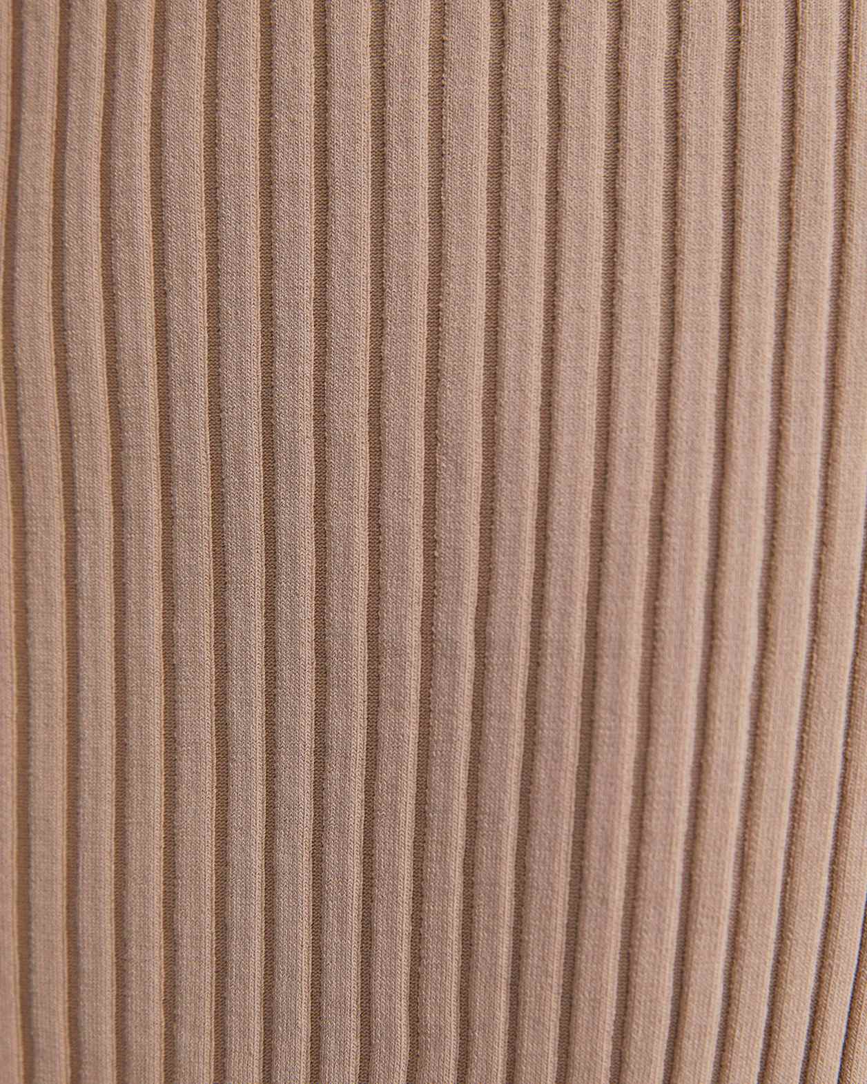Victoria Rib Knit Tie Dress in TAN