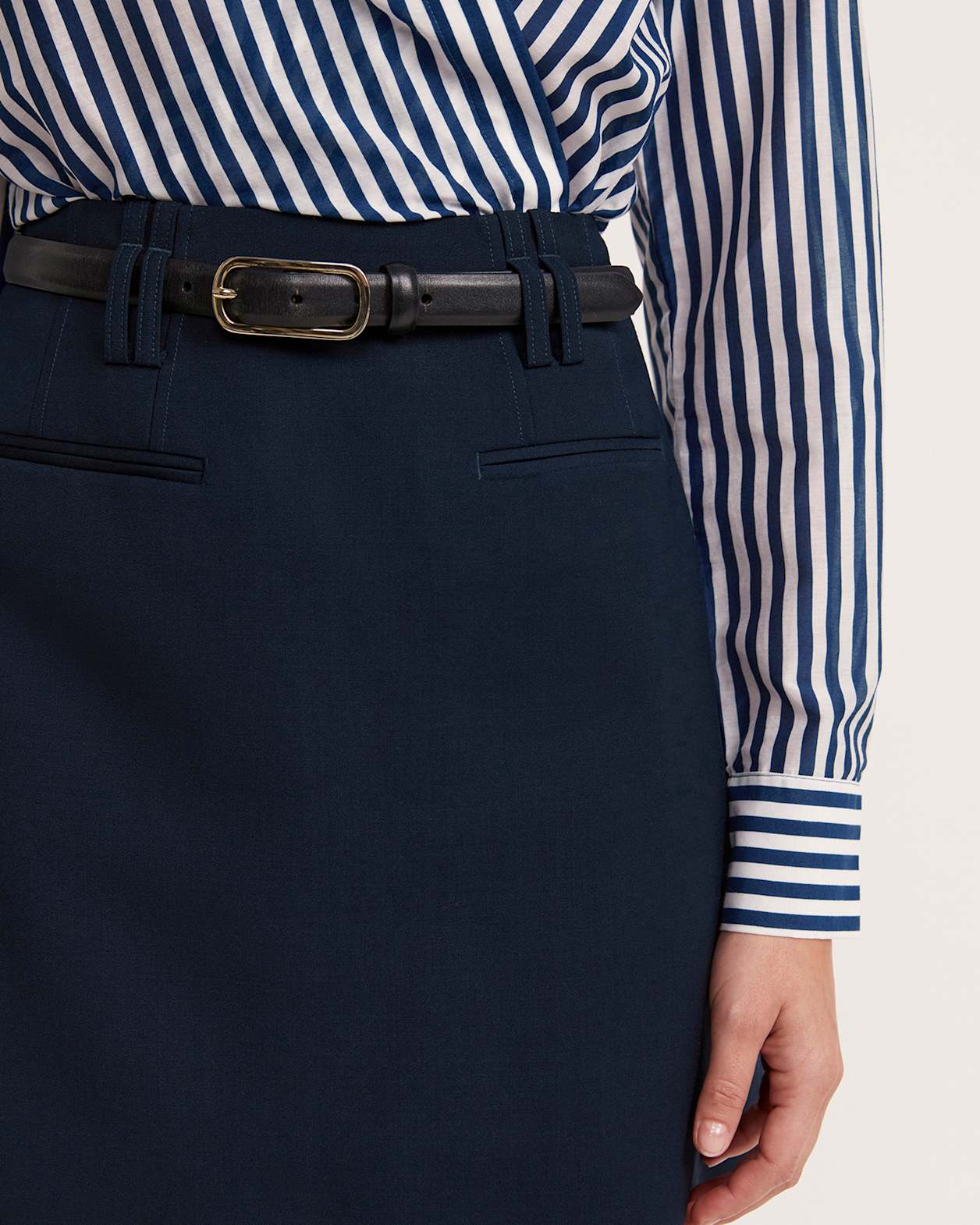 Celeste Tailored Wool Mini Skirt in FRENCH NAVY