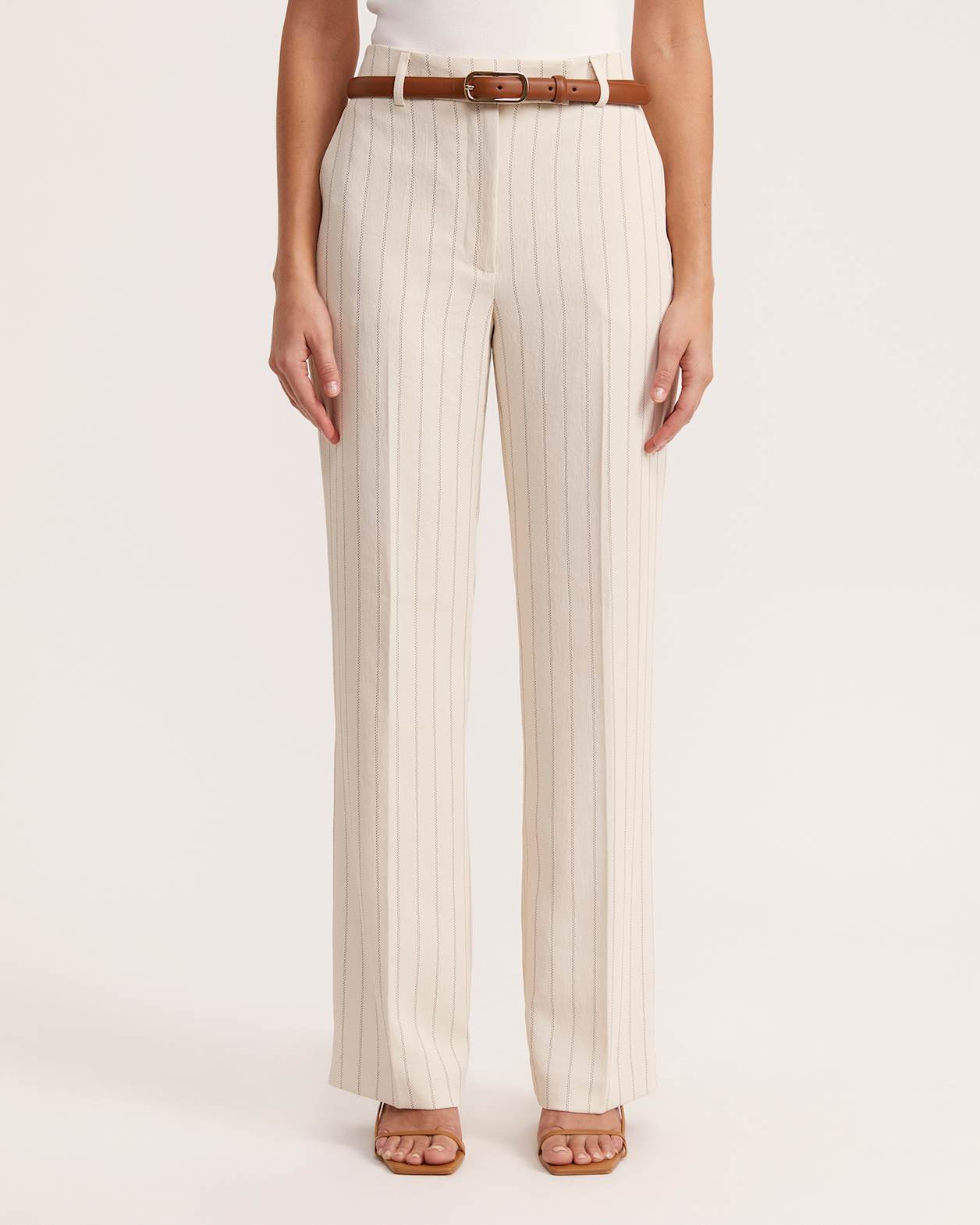 Dharma Pinstripe Wide Leg Pant in SAND