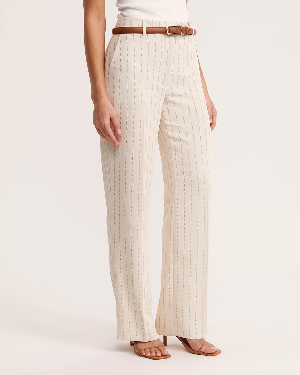 Dharma Pinstripe Wide Leg Pant in SAND
