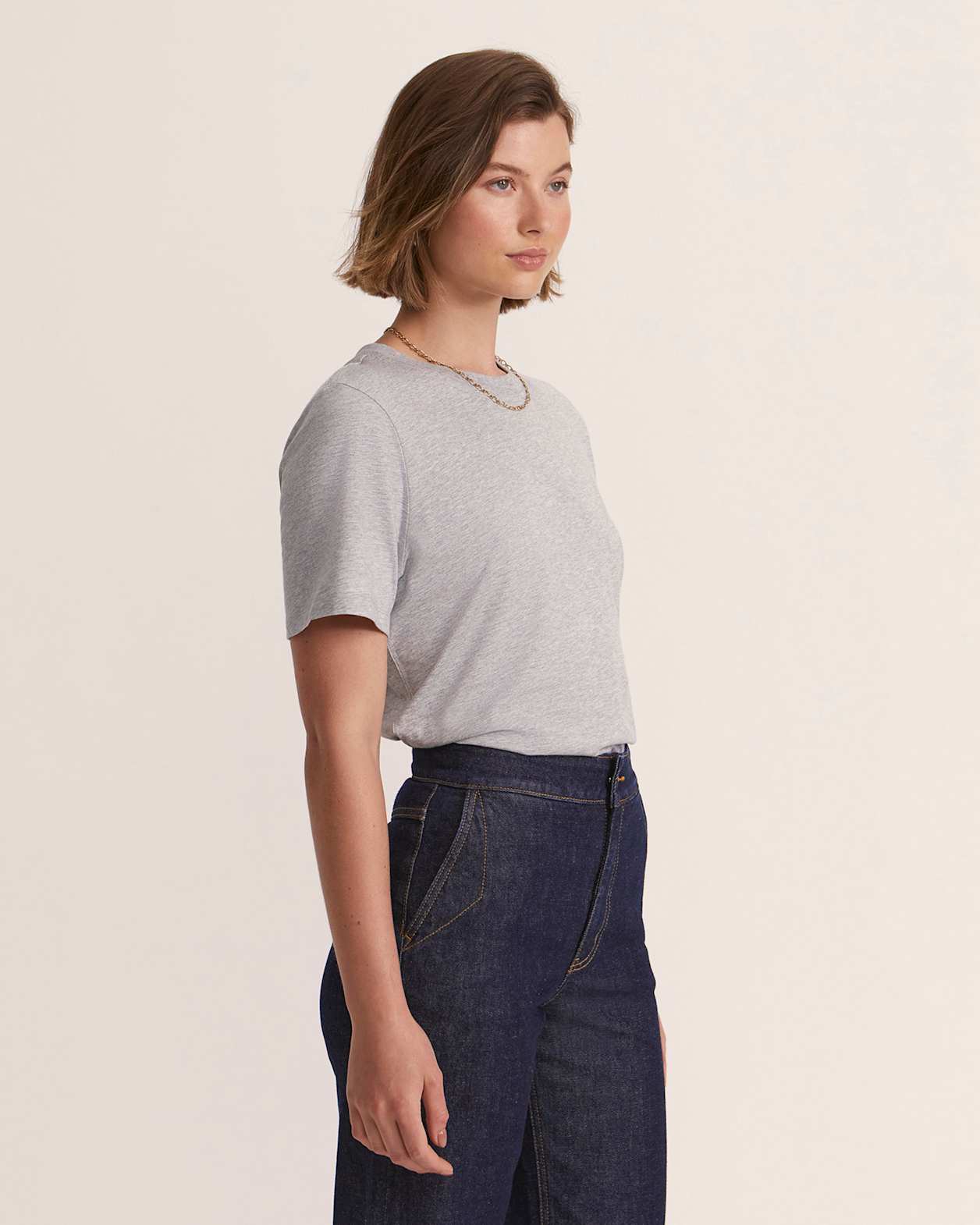 Ella Classic Cotton Tee in GREY MELANGE