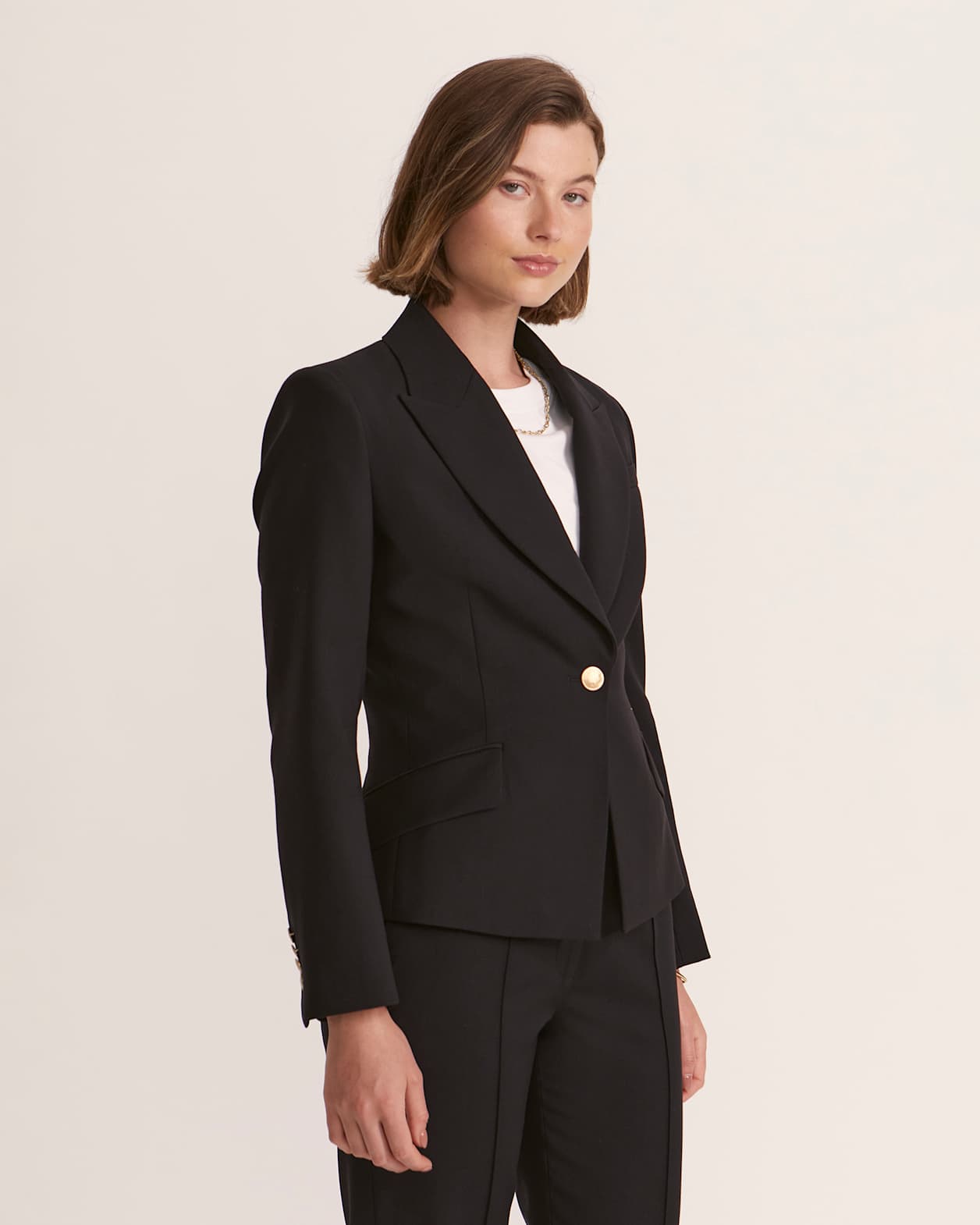 Celeste Fitted Wool Jacket in BLACK