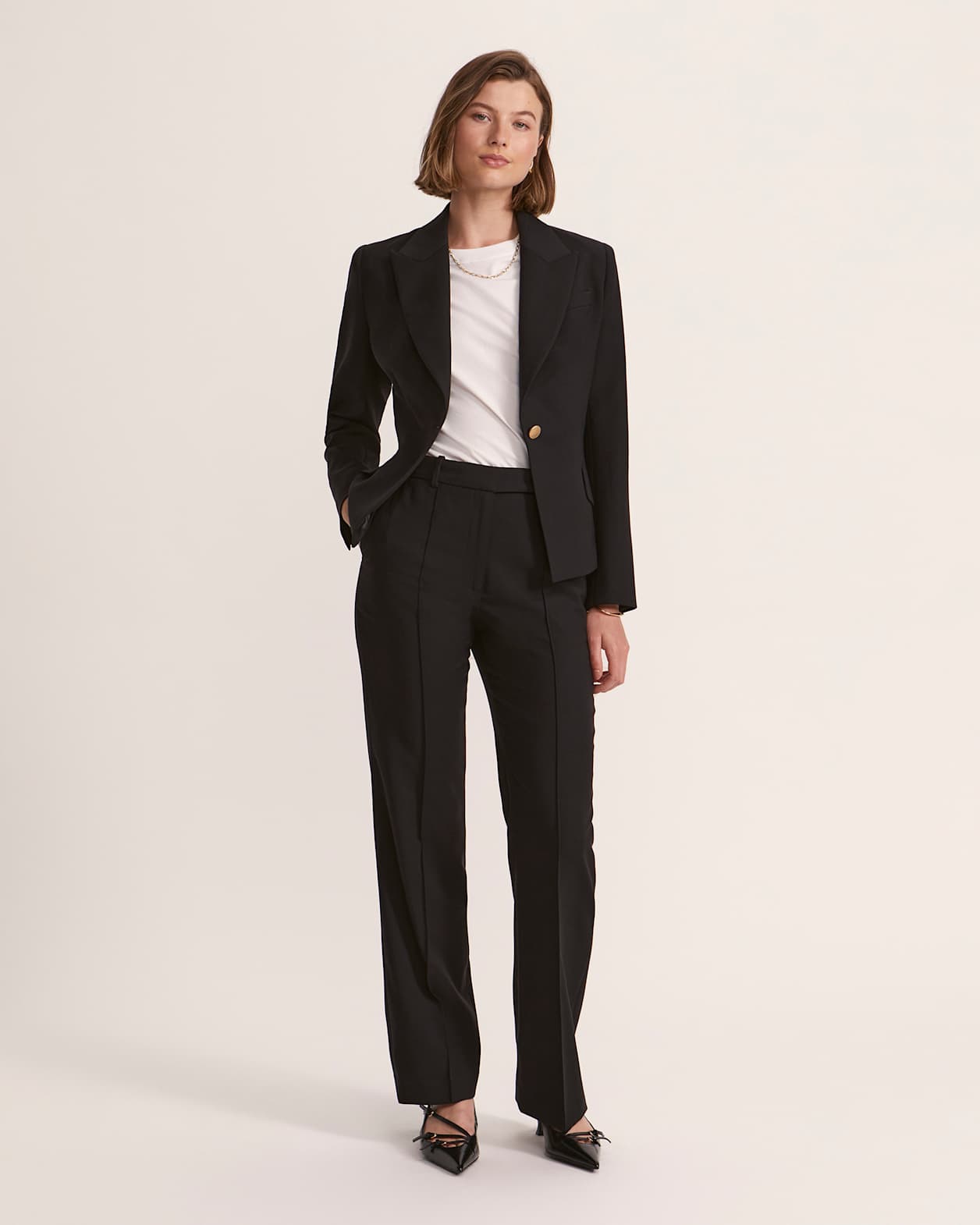 Celeste Fitted Wool Jacket in BLACK