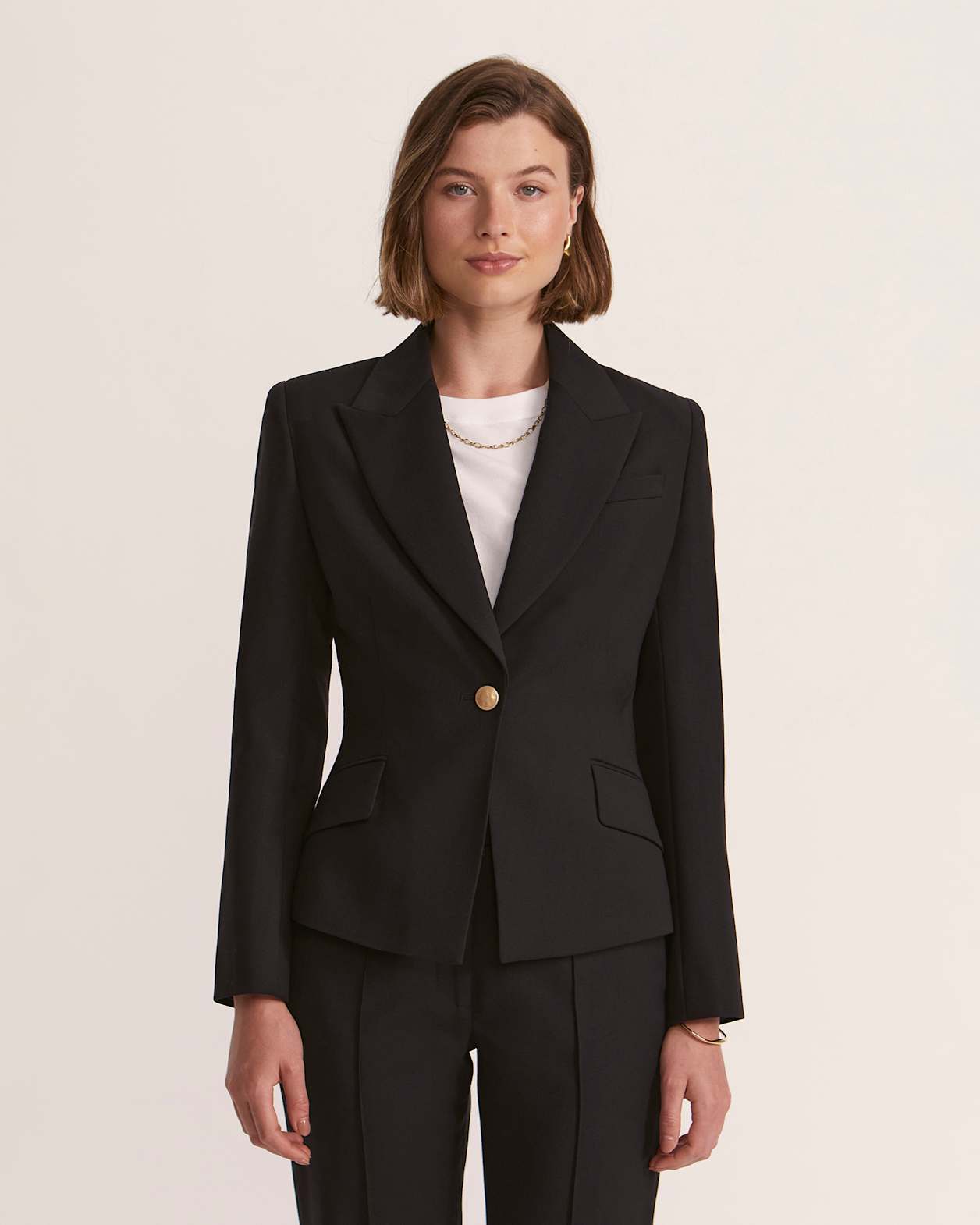 Celeste Fitted Wool Jacket in BLACK