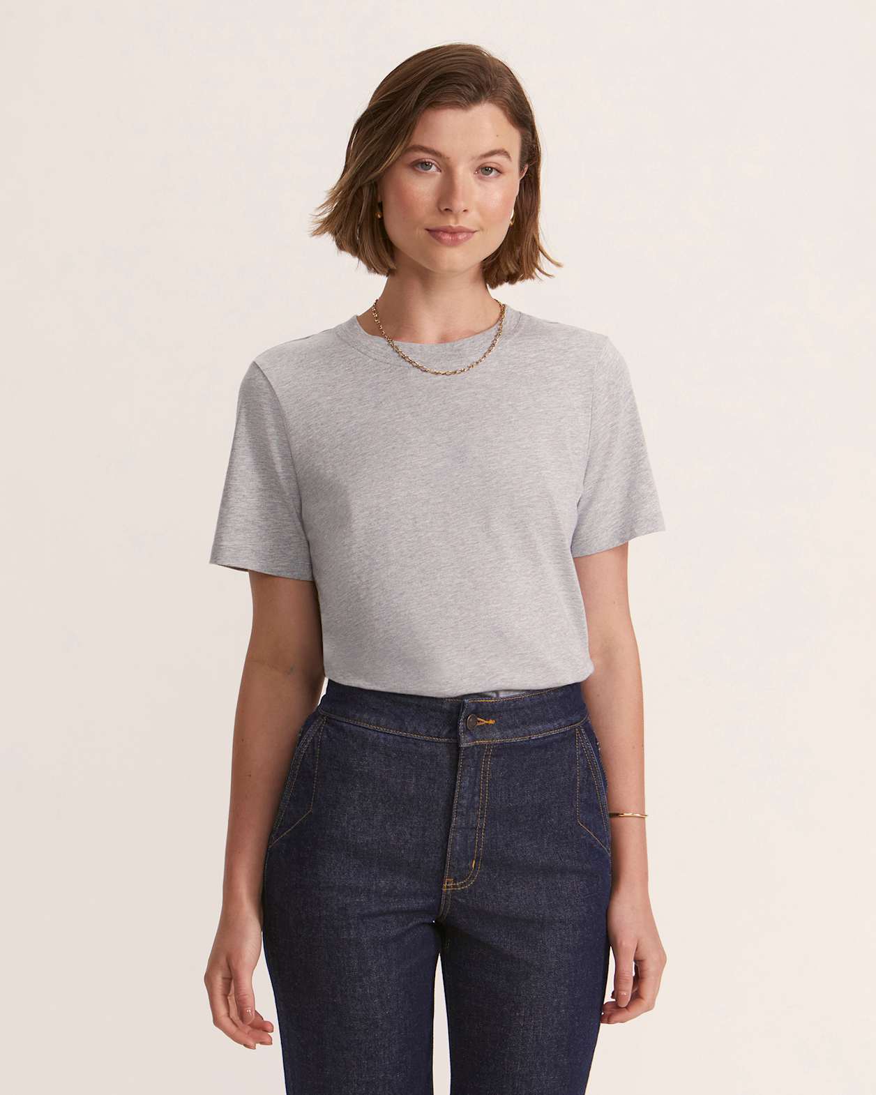 Ella Classic Cotton Tee in GREY MELANGE
