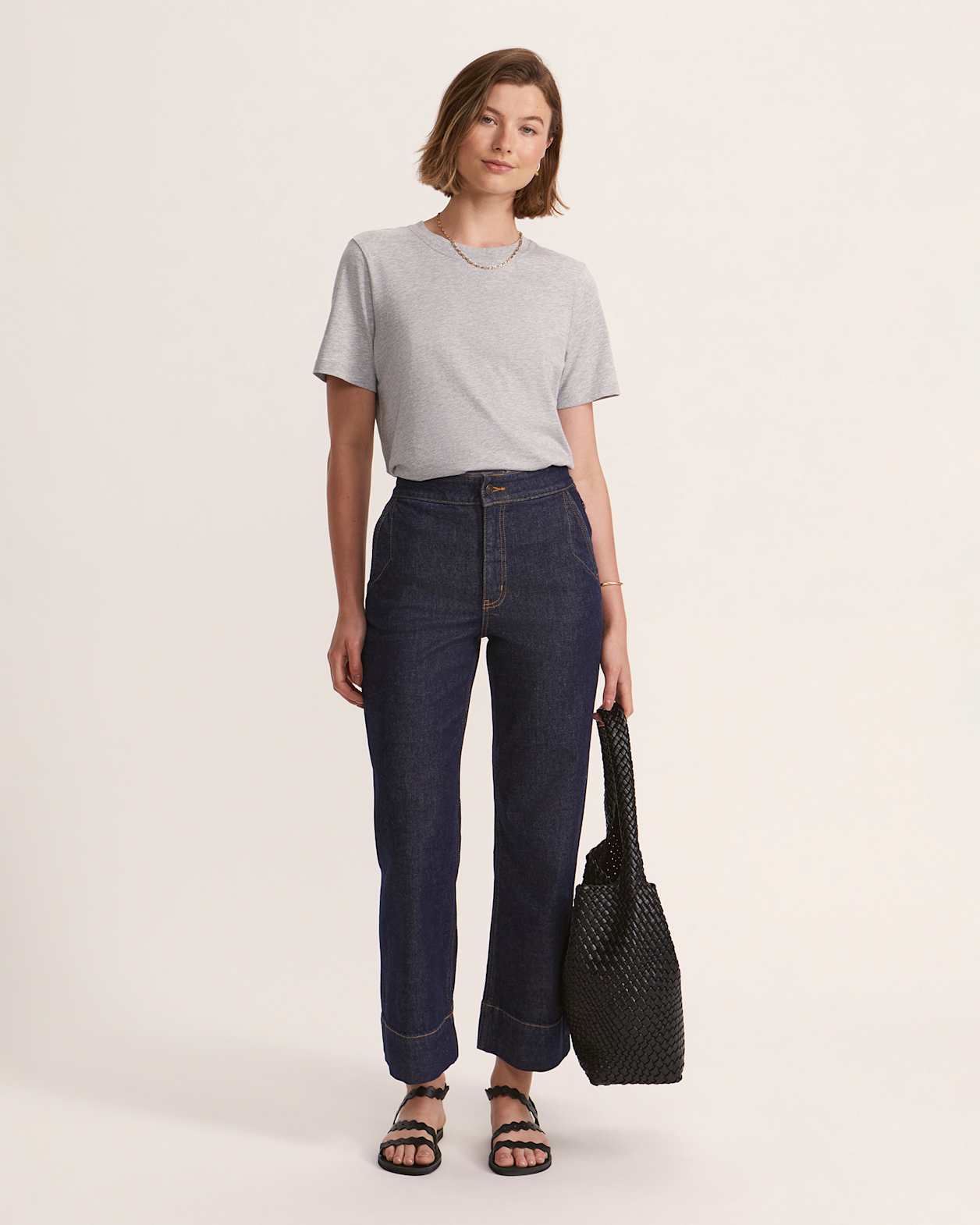 Ella Classic Cotton Tee in GREY MELANGE