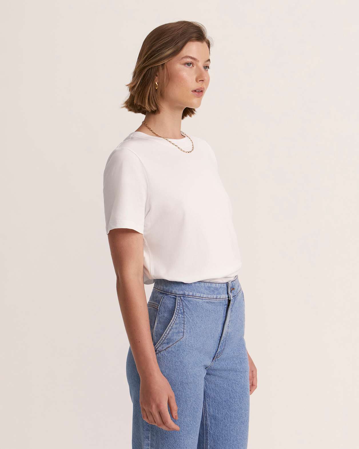 Ella Classic Cotton Tee in WHITE