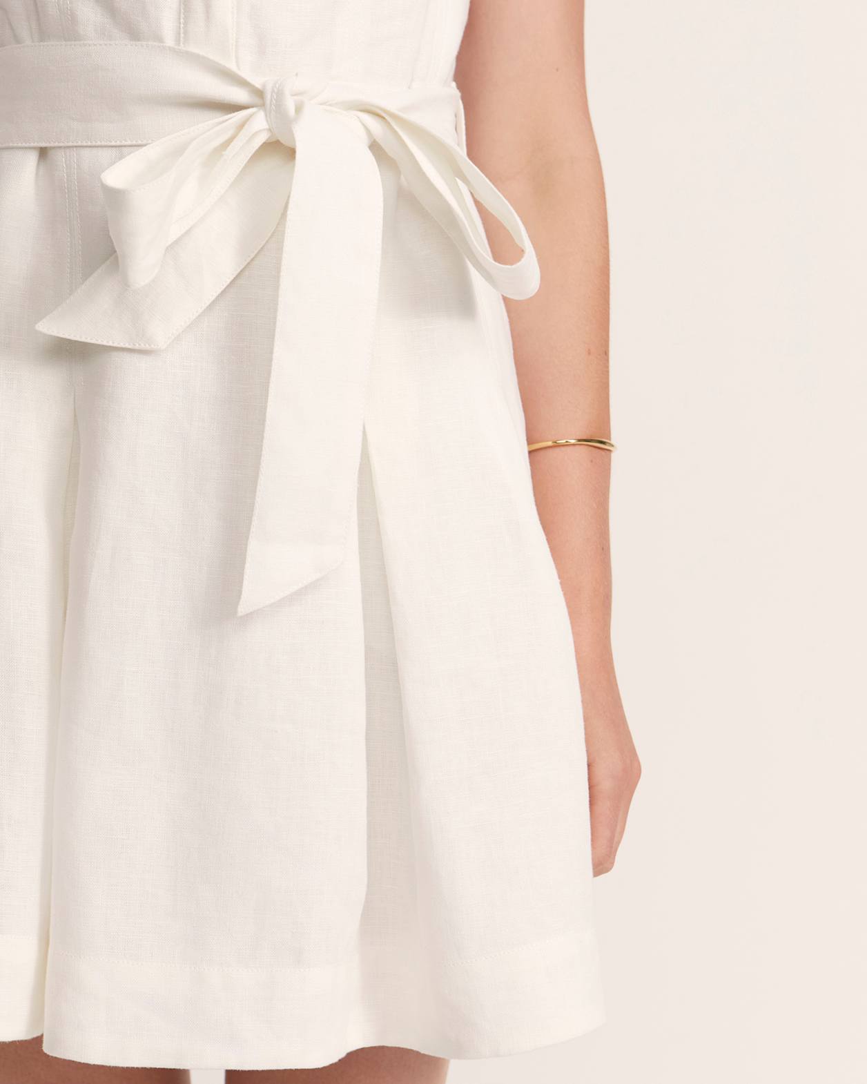 Lila Linen Mini Dress in WHITE