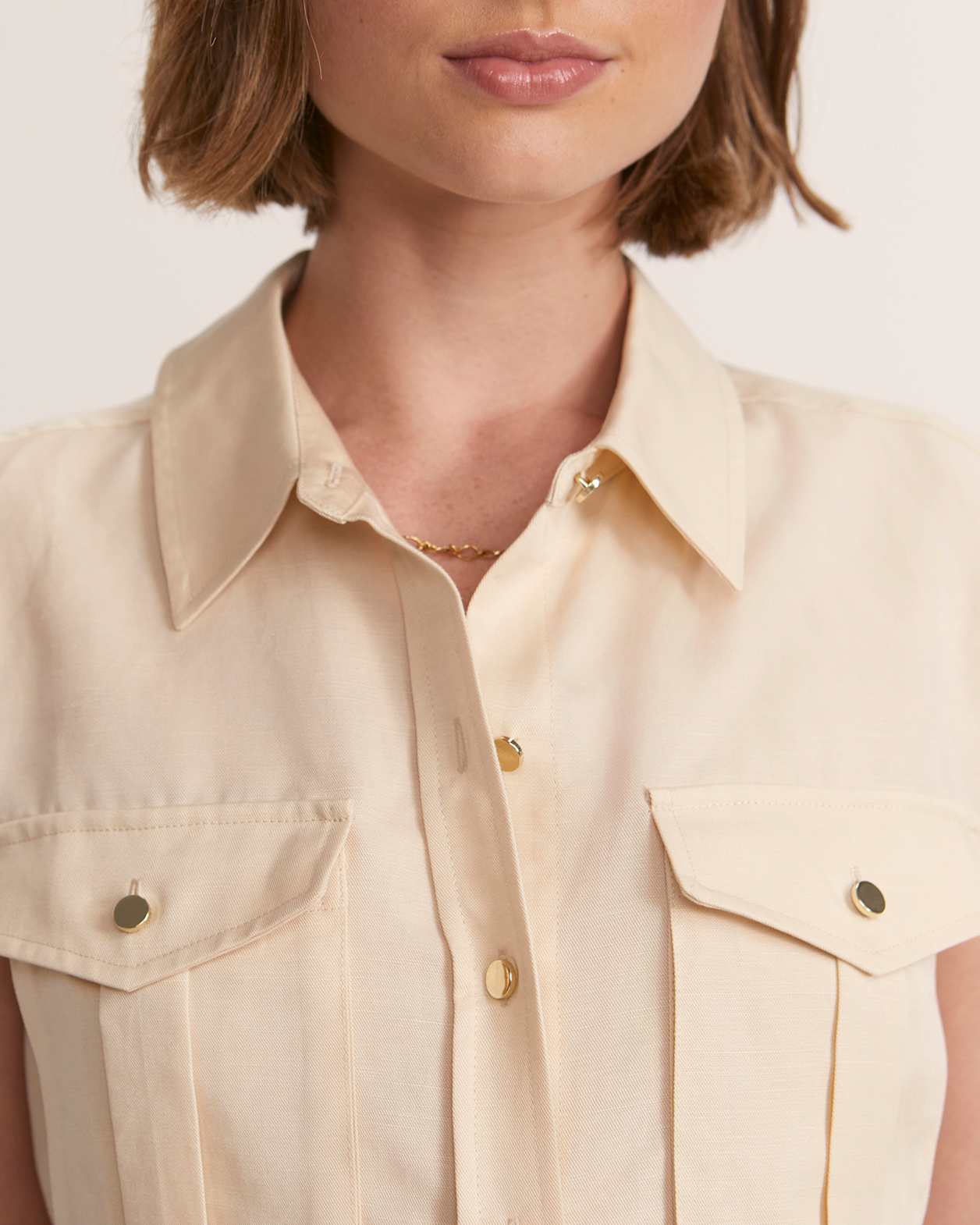 Mabel Utility Sleeveless Shirt in BUTTER