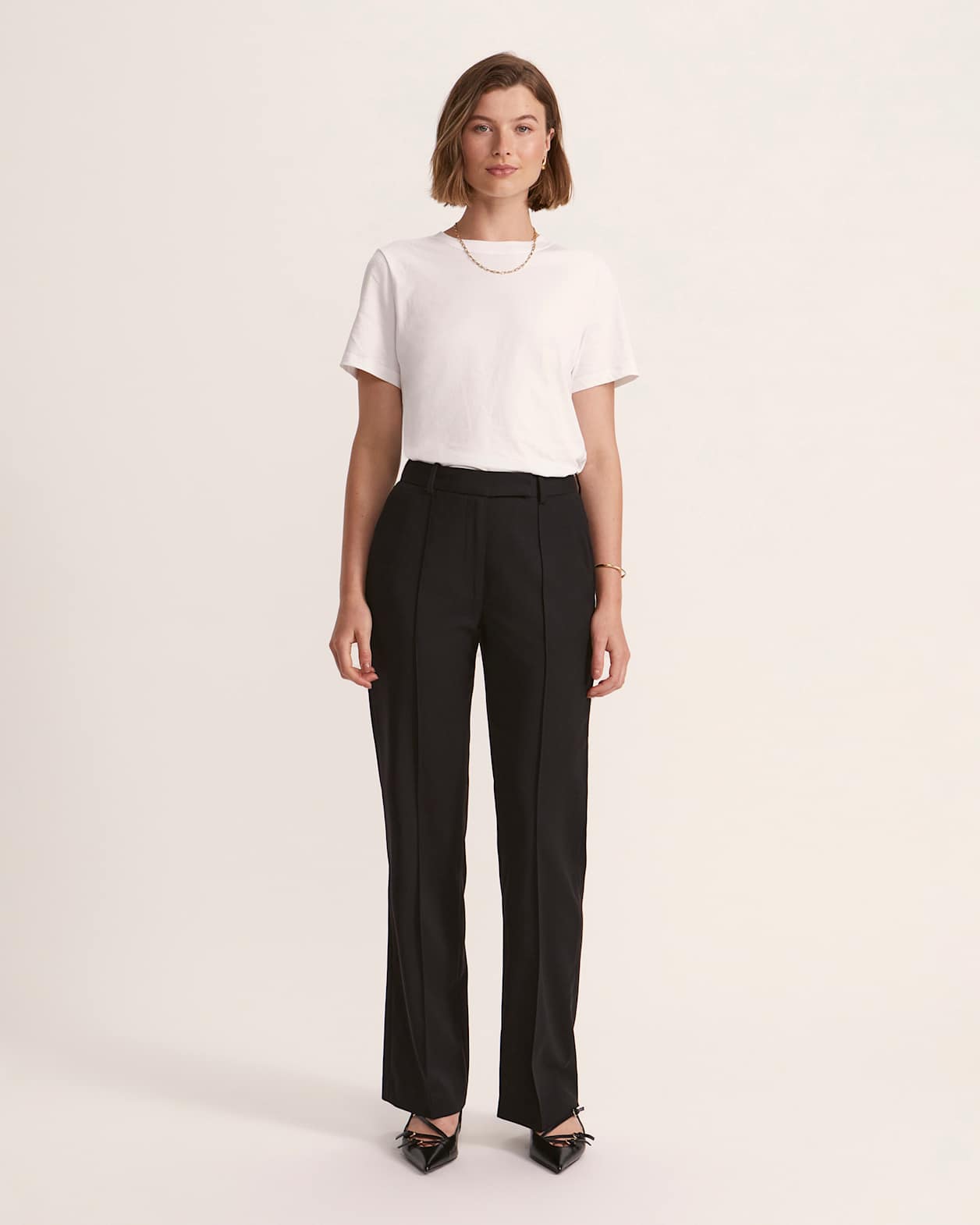 Celeste Wide Leg Wool Pant in BLACK
