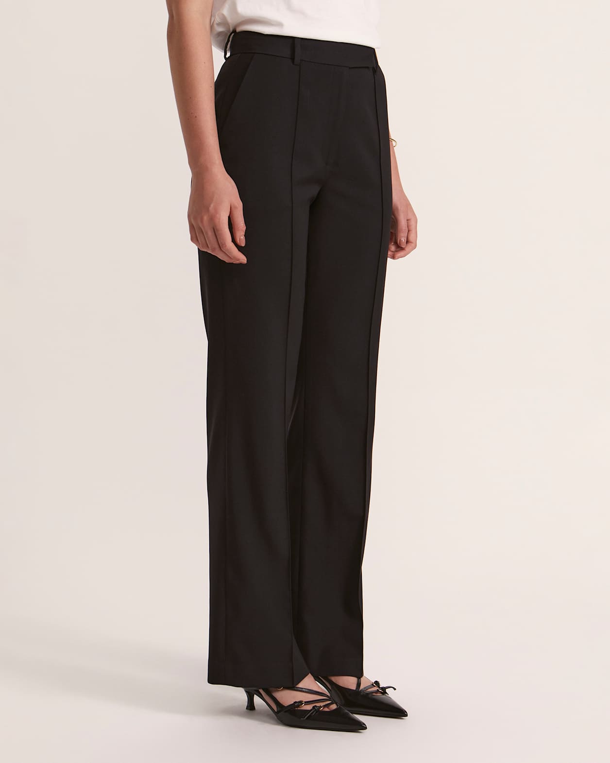 Celeste Wide Leg Wool Pant in BLACK