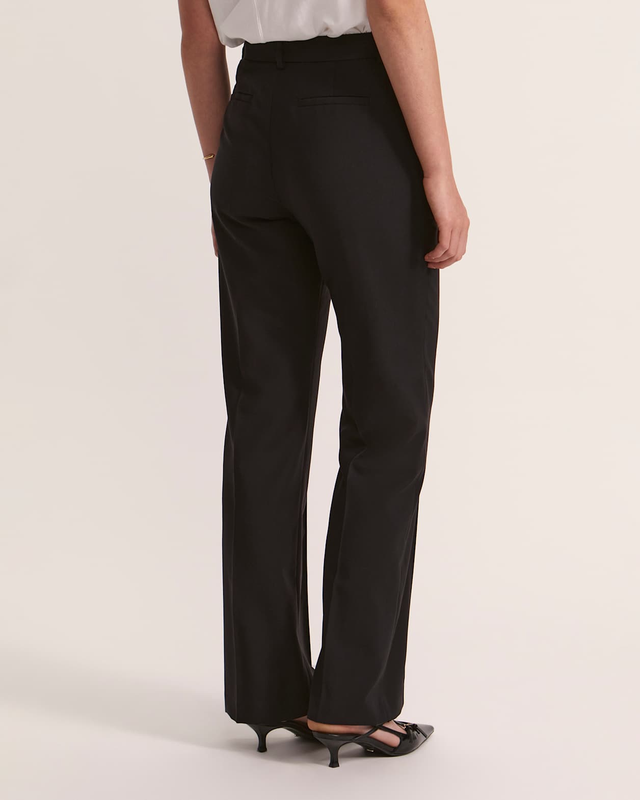 Celeste Wide Leg Wool Pant in BLACK