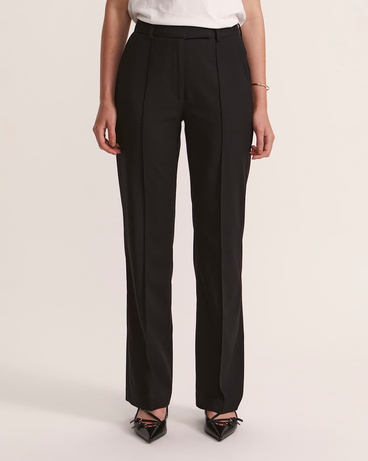 Celeste Wide Leg Wool Pant in BLACK