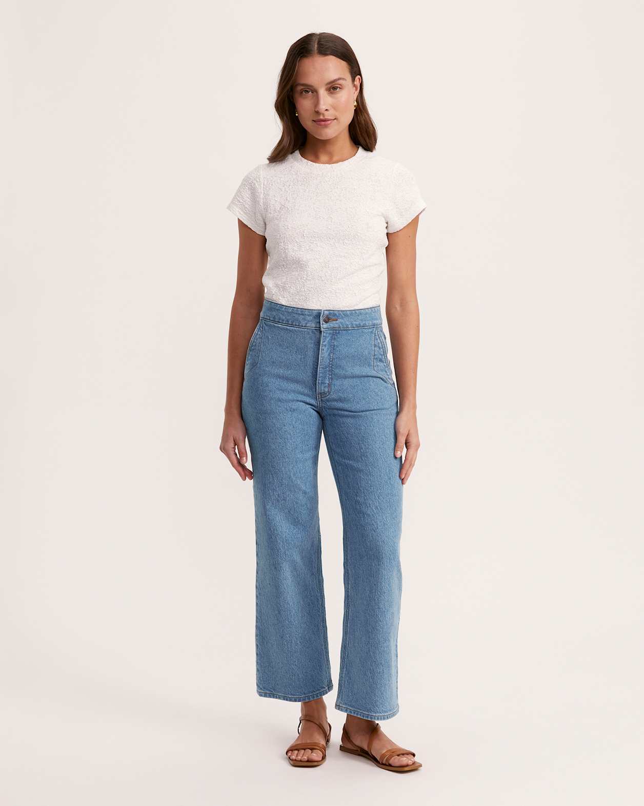 Cara Wide Leg Jean in MID BLUE