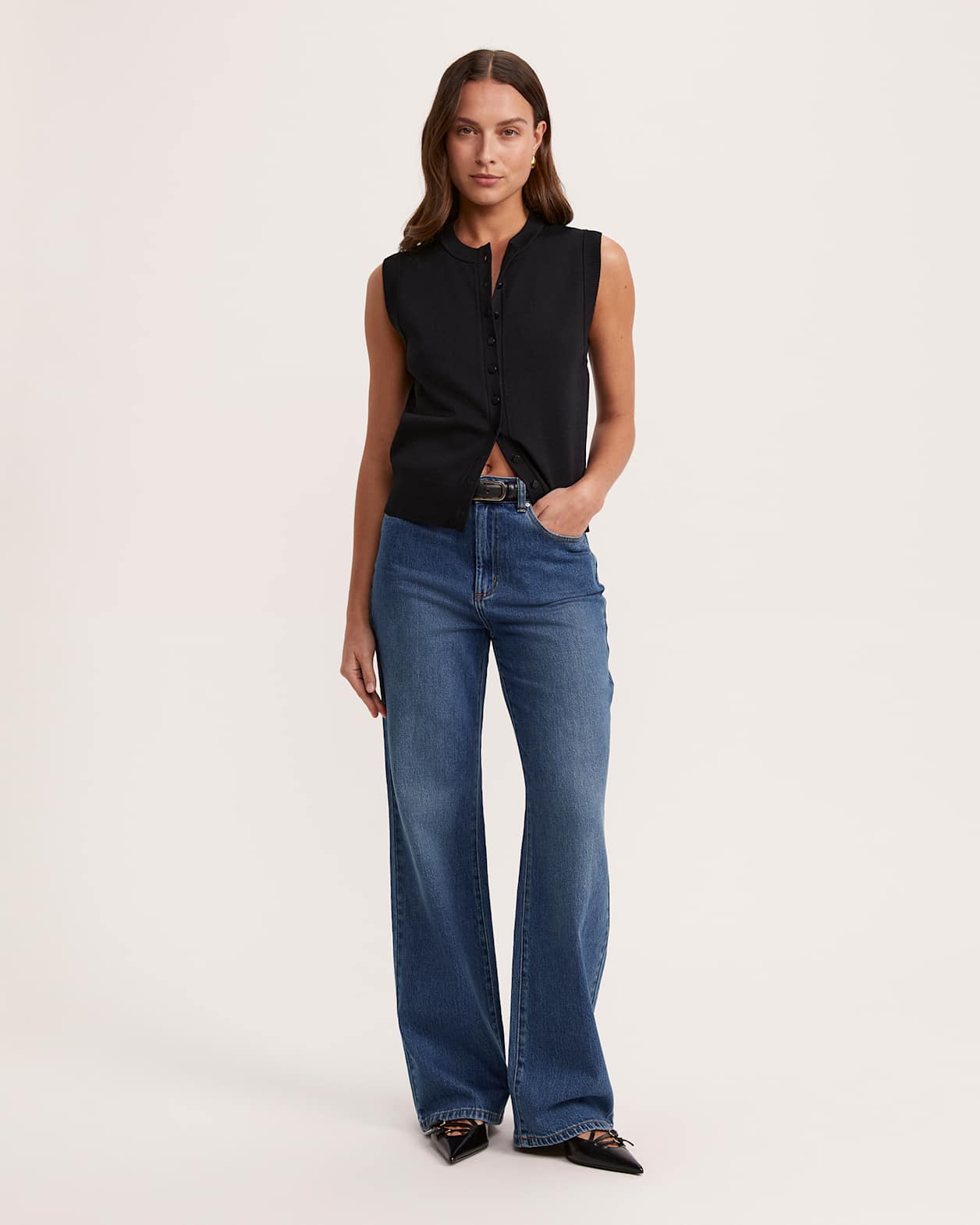Tara Wide Leg Jean in DEEP BLUE