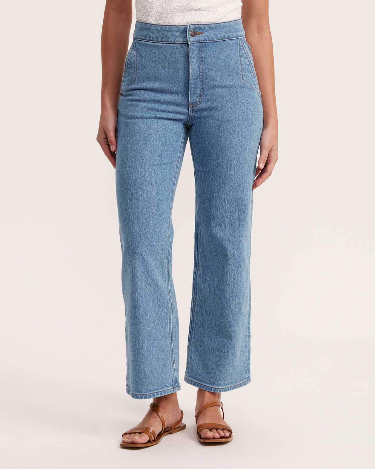 Cara Wide Leg Jean in MID BLUE