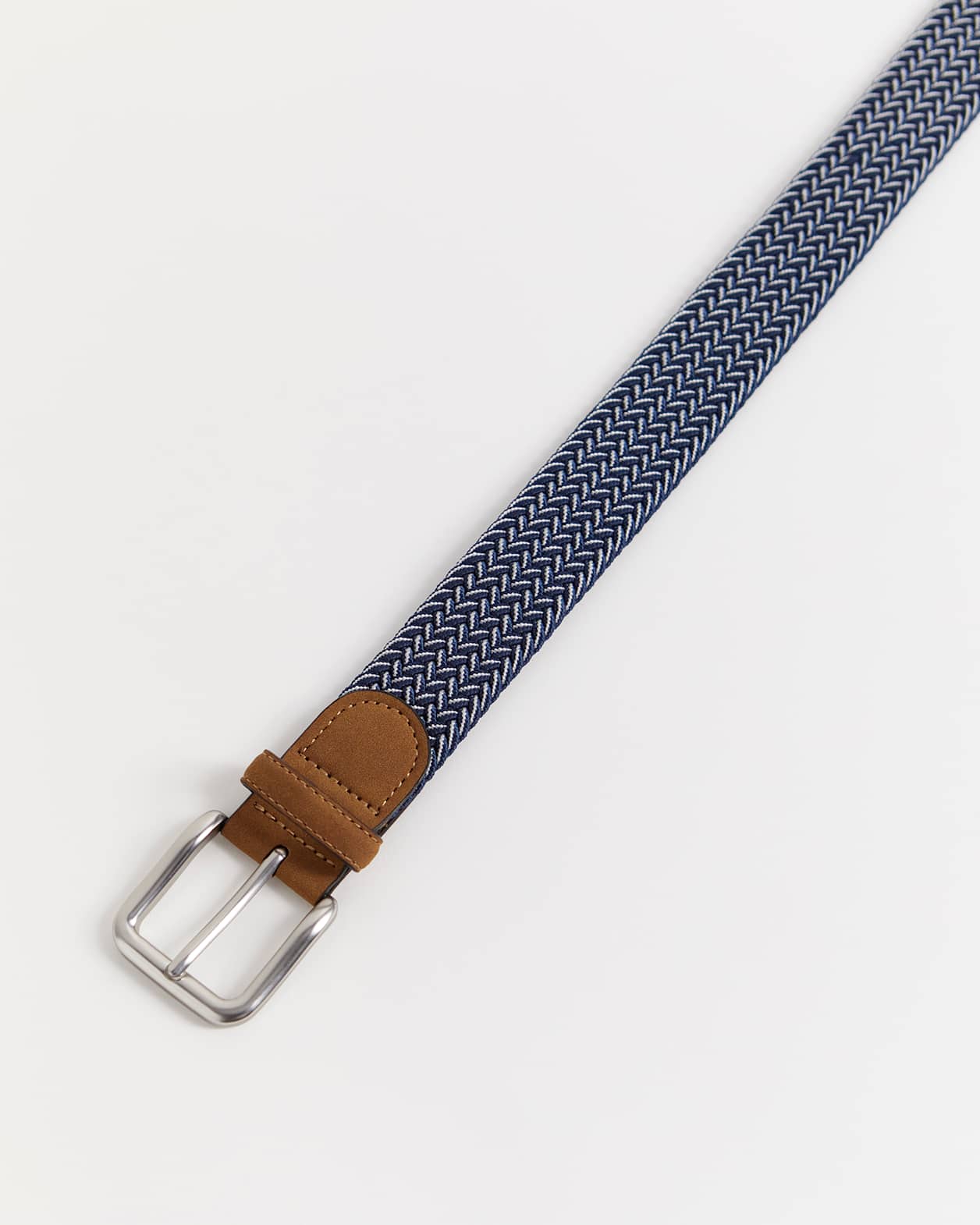 Two Tone Elastic Belt in NAVY/WHITE